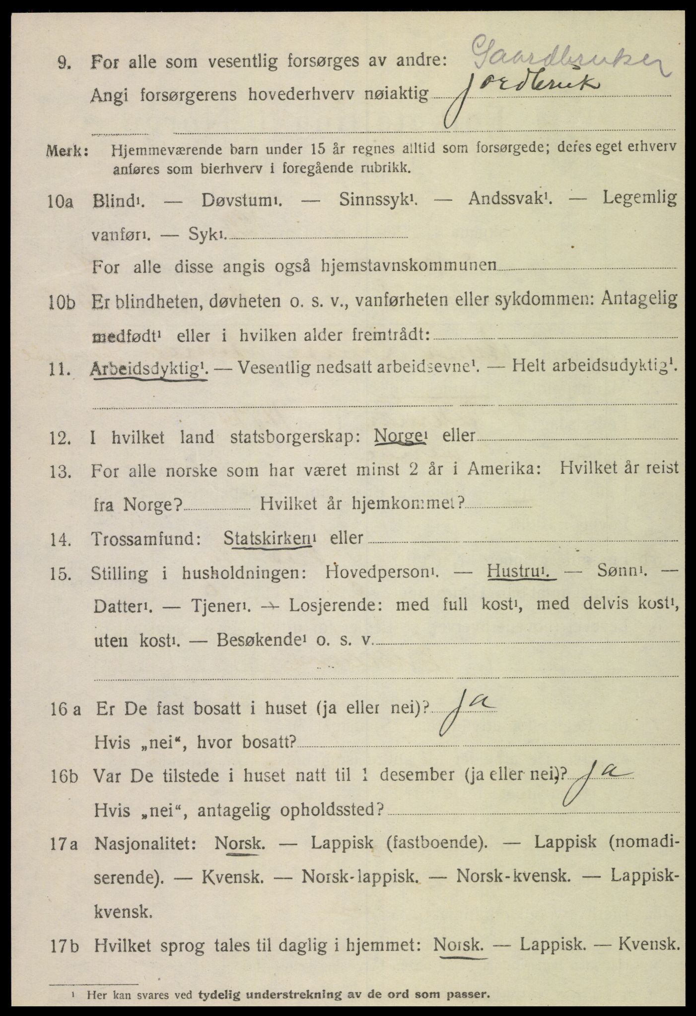 SAT, 1920 census for Snåsa, 1920, p. 3427