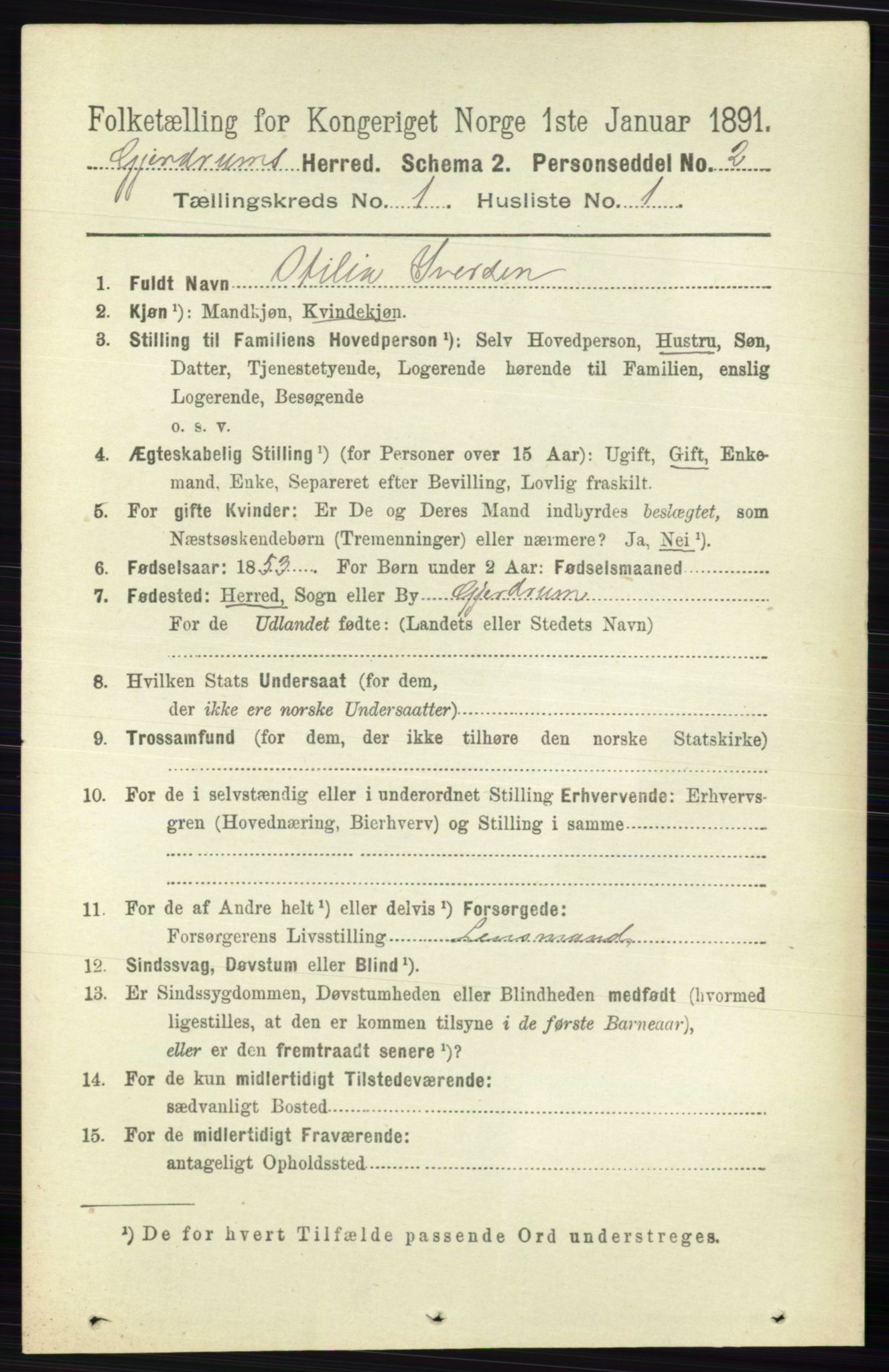 RA, 1891 census for 0234 Gjerdrum, 1891, p. 88