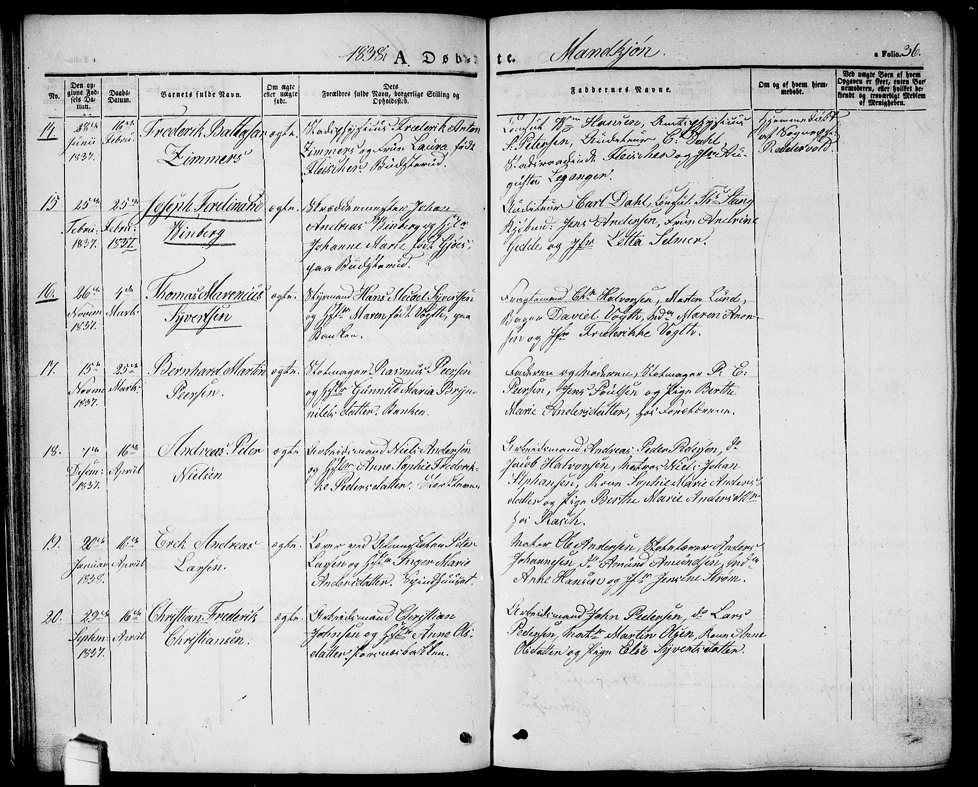 Halden prestekontor Kirkebøker, AV/SAO-A-10909/G/Ga/L0003: Parish register (copy) no. 3, 1834-1844, p. 36