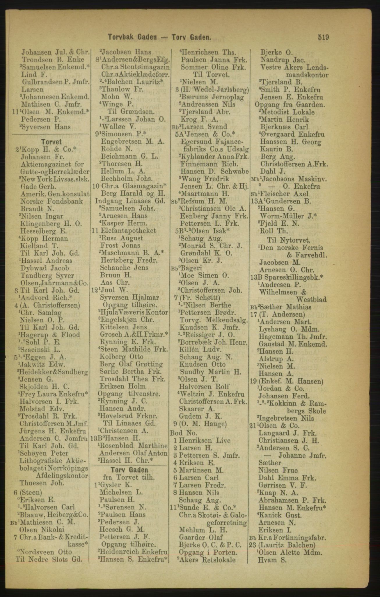 Kristiania/Oslo adressebok, PUBL/-, 1888, p. 519