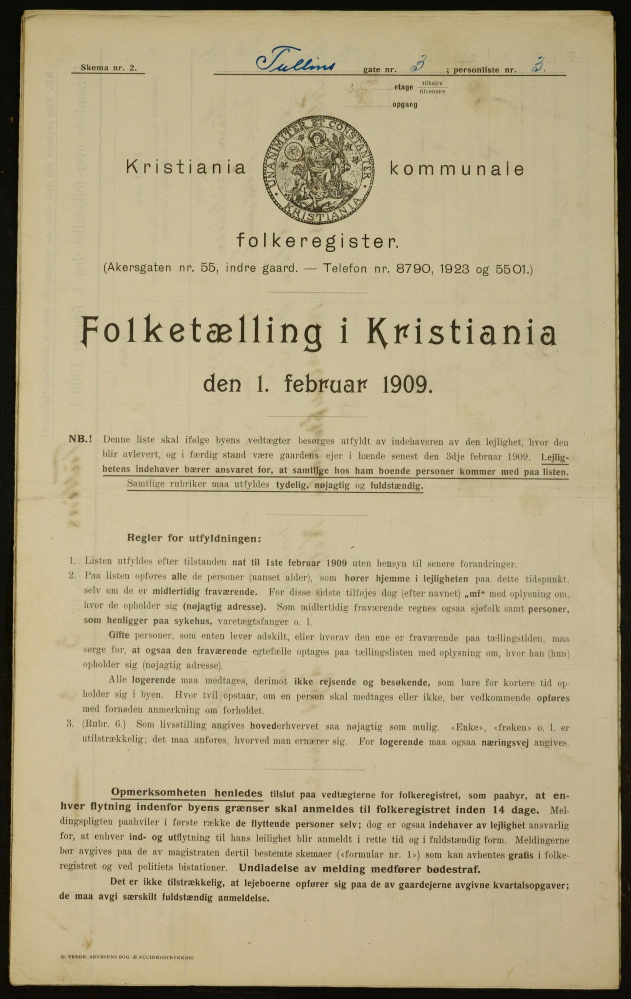 OBA, Municipal Census 1909 for Kristiania, 1909, p. 106400