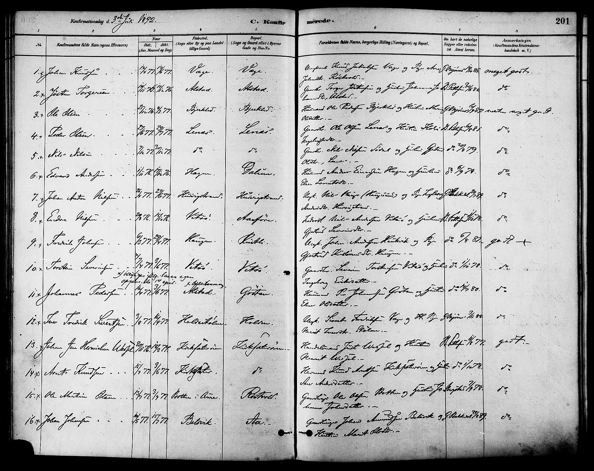 Ministerialprotokoller, klokkerbøker og fødselsregistre - Sør-Trøndelag, AV/SAT-A-1456/630/L0496: Parish register (official) no. 630A09, 1879-1895, p. 201