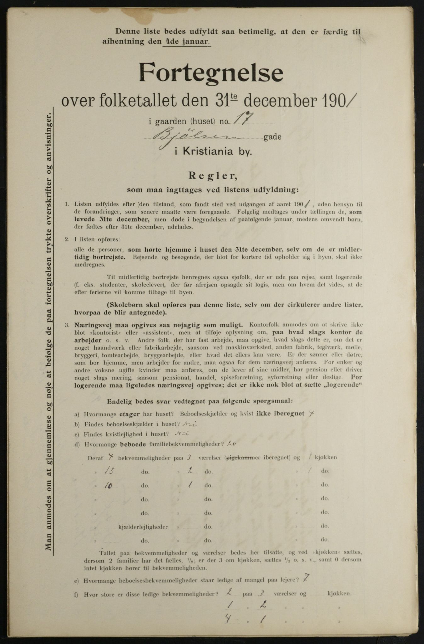 OBA, Municipal Census 1901 for Kristiania, 1901, p. 1091