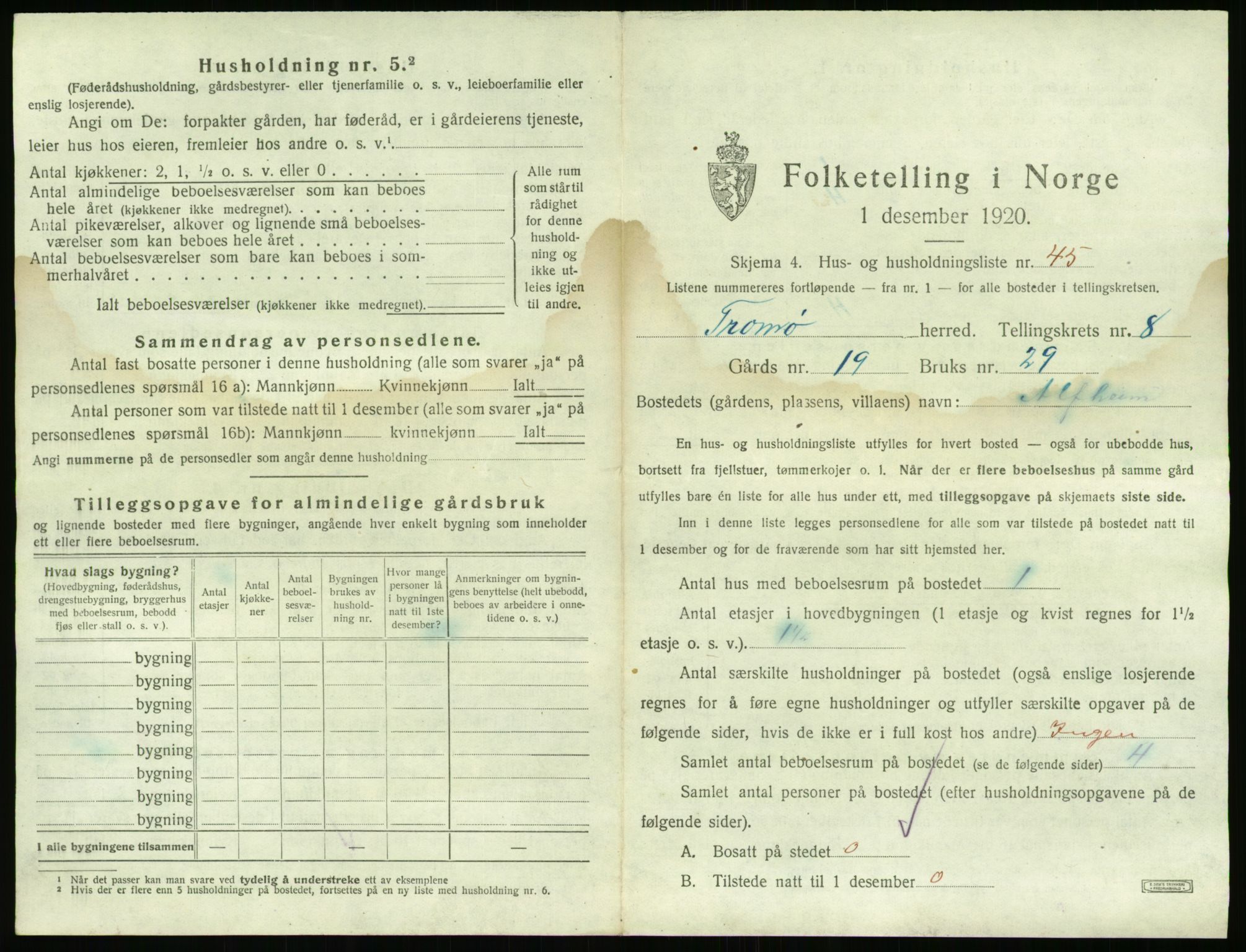 SAK, 1920 census for Tromøy, 1920, p. 953