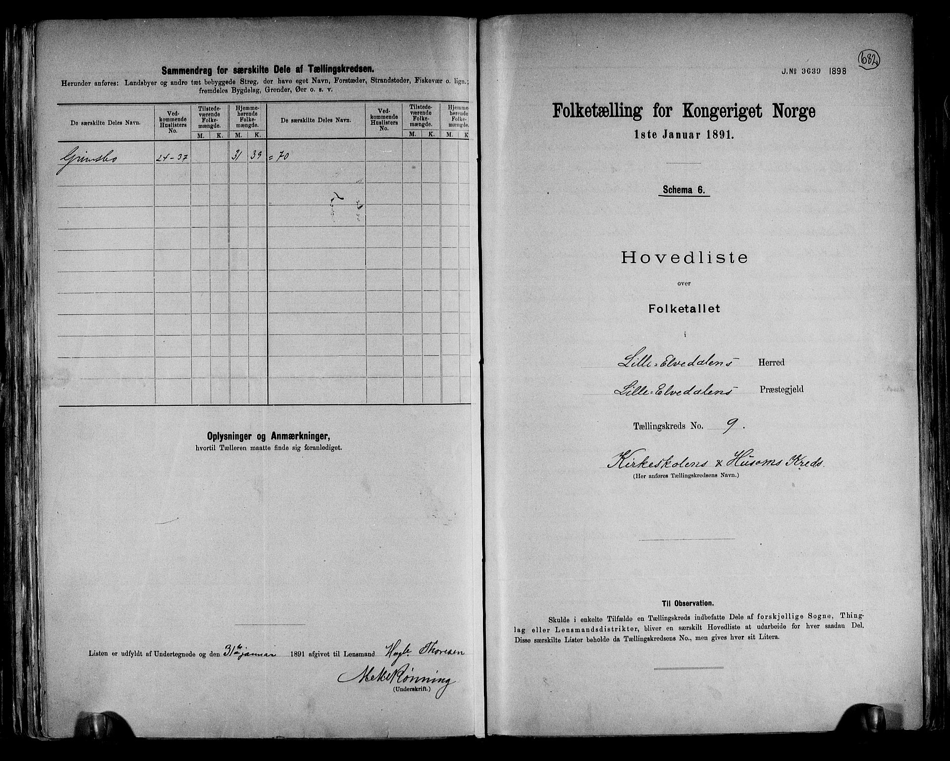 RA, 1891 census for 0438 Lille Elvedalen, 1891, p. 21