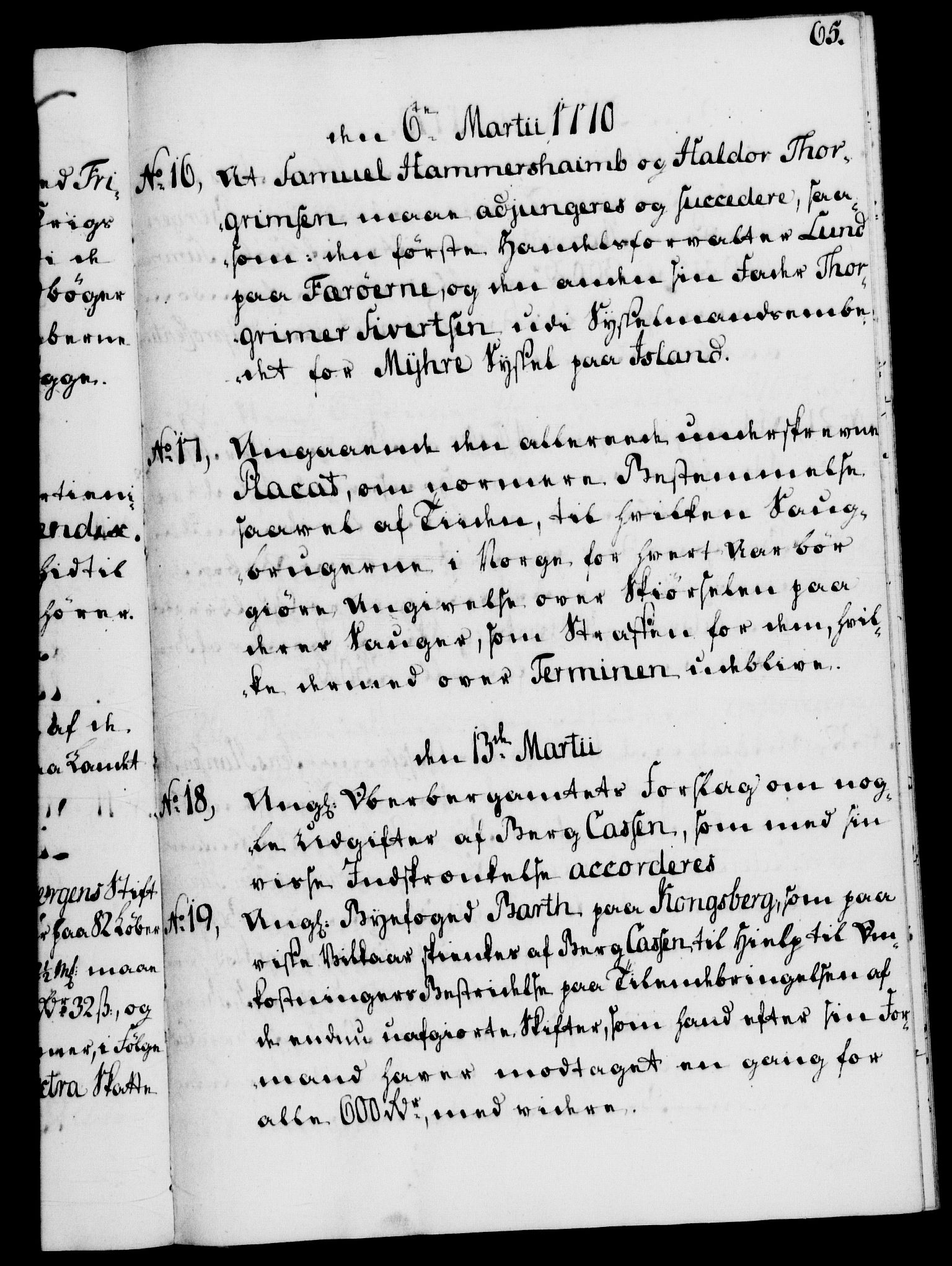 Rentekammeret, Kammerkanselliet, RA/EA-3111/G/Gf/Gfb/L0008: Register til norske relasjons- og resolusjonsprotokoller (merket RK 52.103), 1766-1771, p. 65