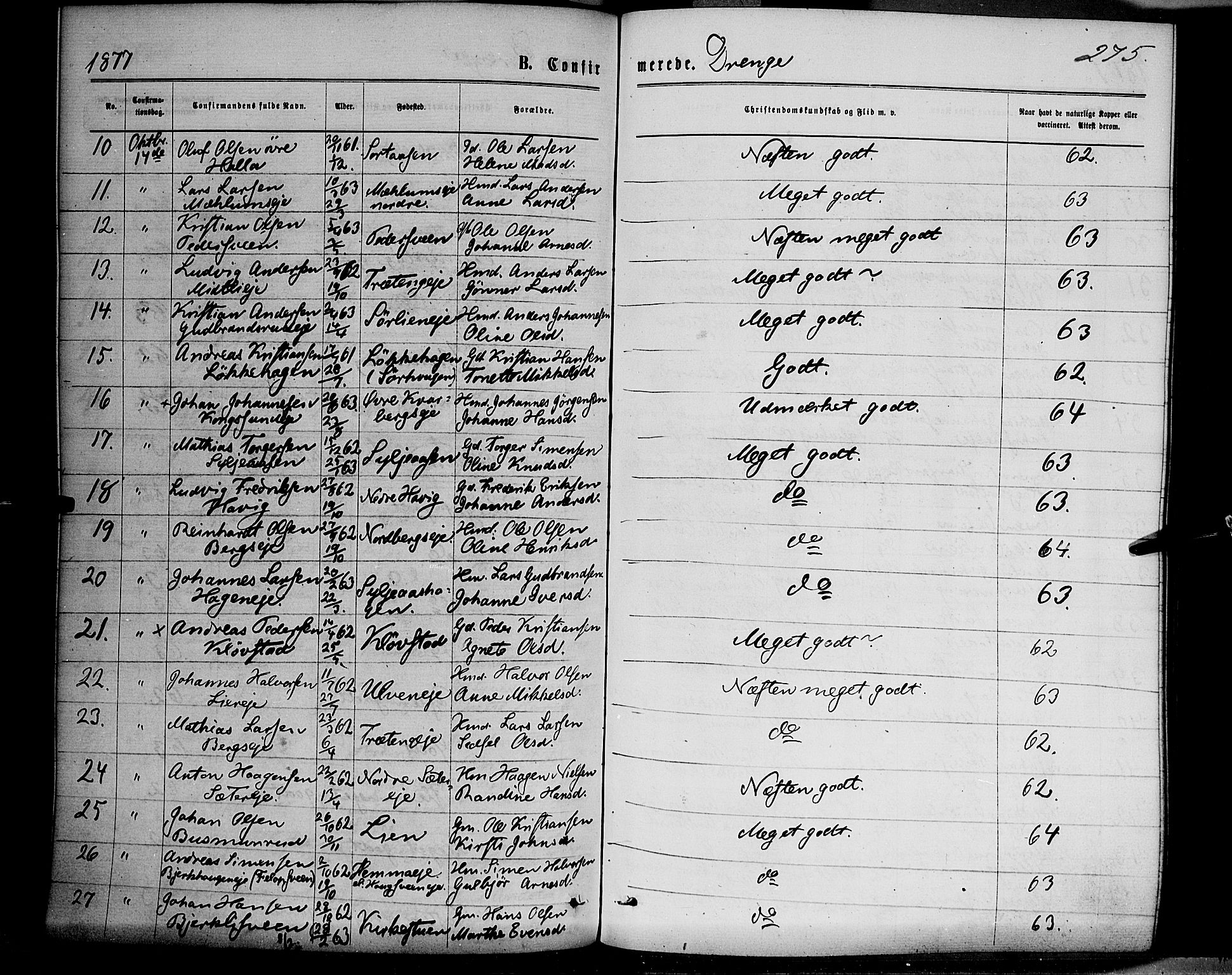 Ringsaker prestekontor, AV/SAH-PREST-014/K/Ka/L0011: Parish register (official) no. 11, 1870-1878, p. 275