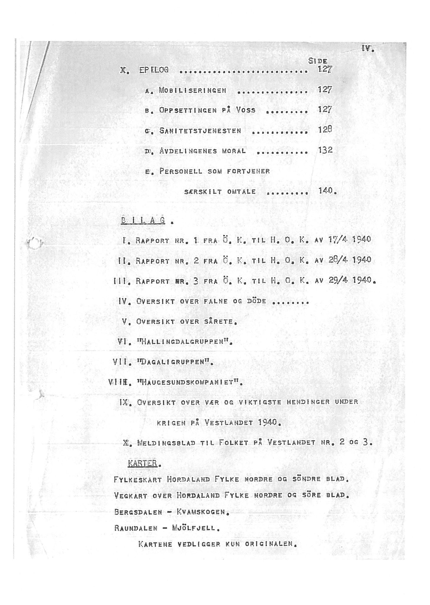 Oberst Sverre Blom - manuskript til krigshistorie, SAB/-/F/L0001: Manuskript "Krigens historie - operasjonene til lands på Vestlandet 1940" av oberst Sverre Blom, 1940