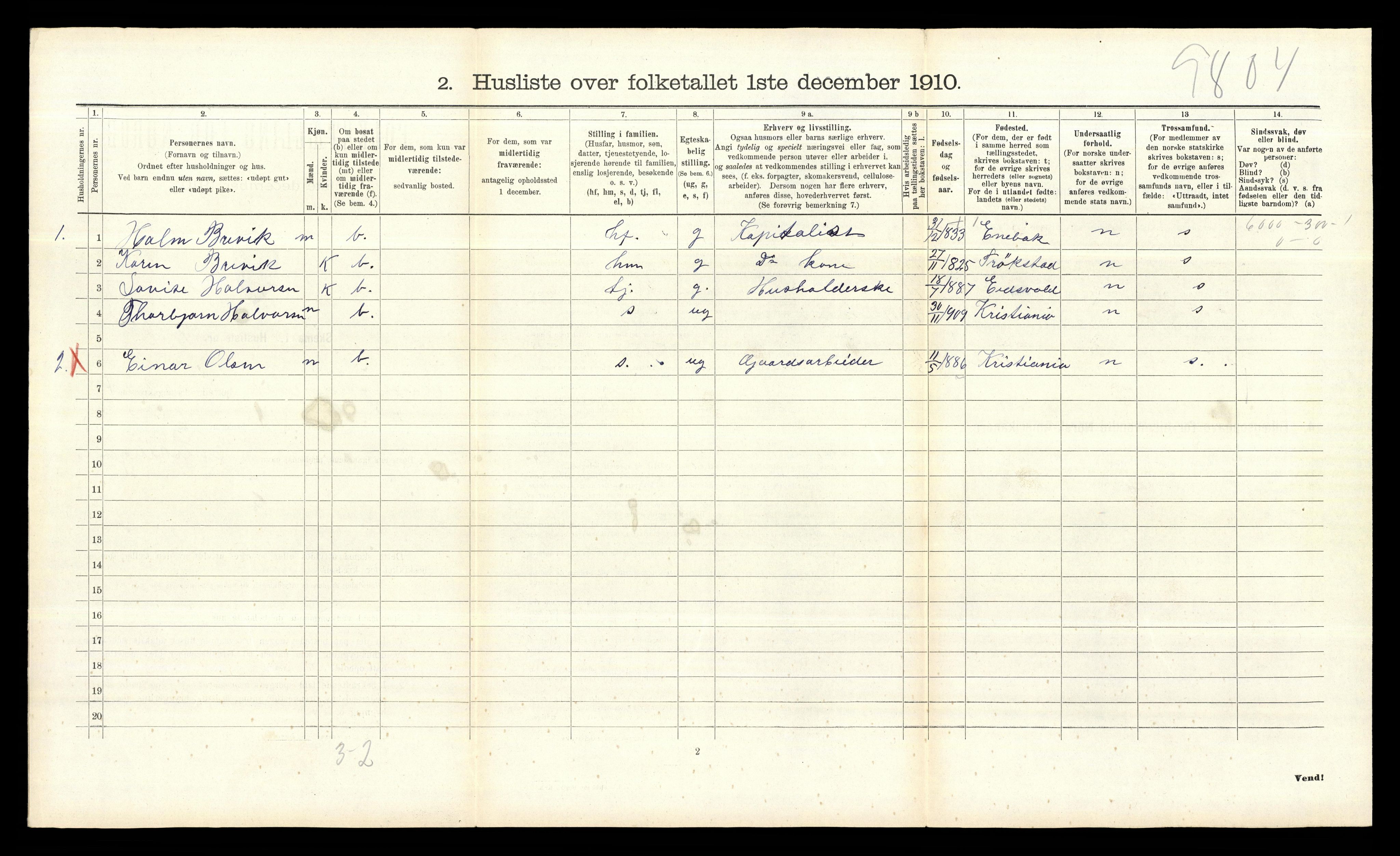 RA, 1910 census for Ås, 1910, p. 806