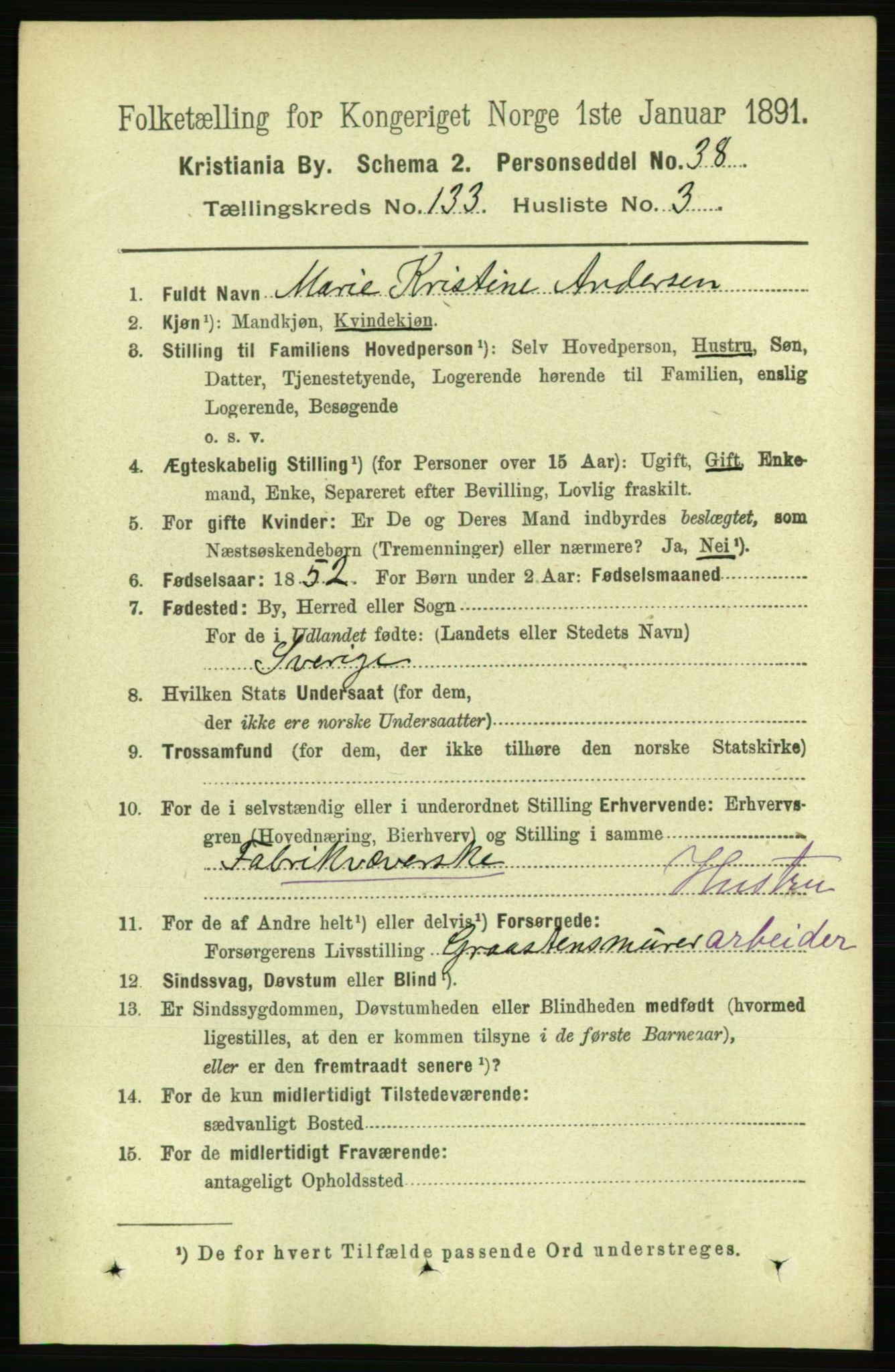 RA, 1891 census for 0301 Kristiania, 1891, p. 72594