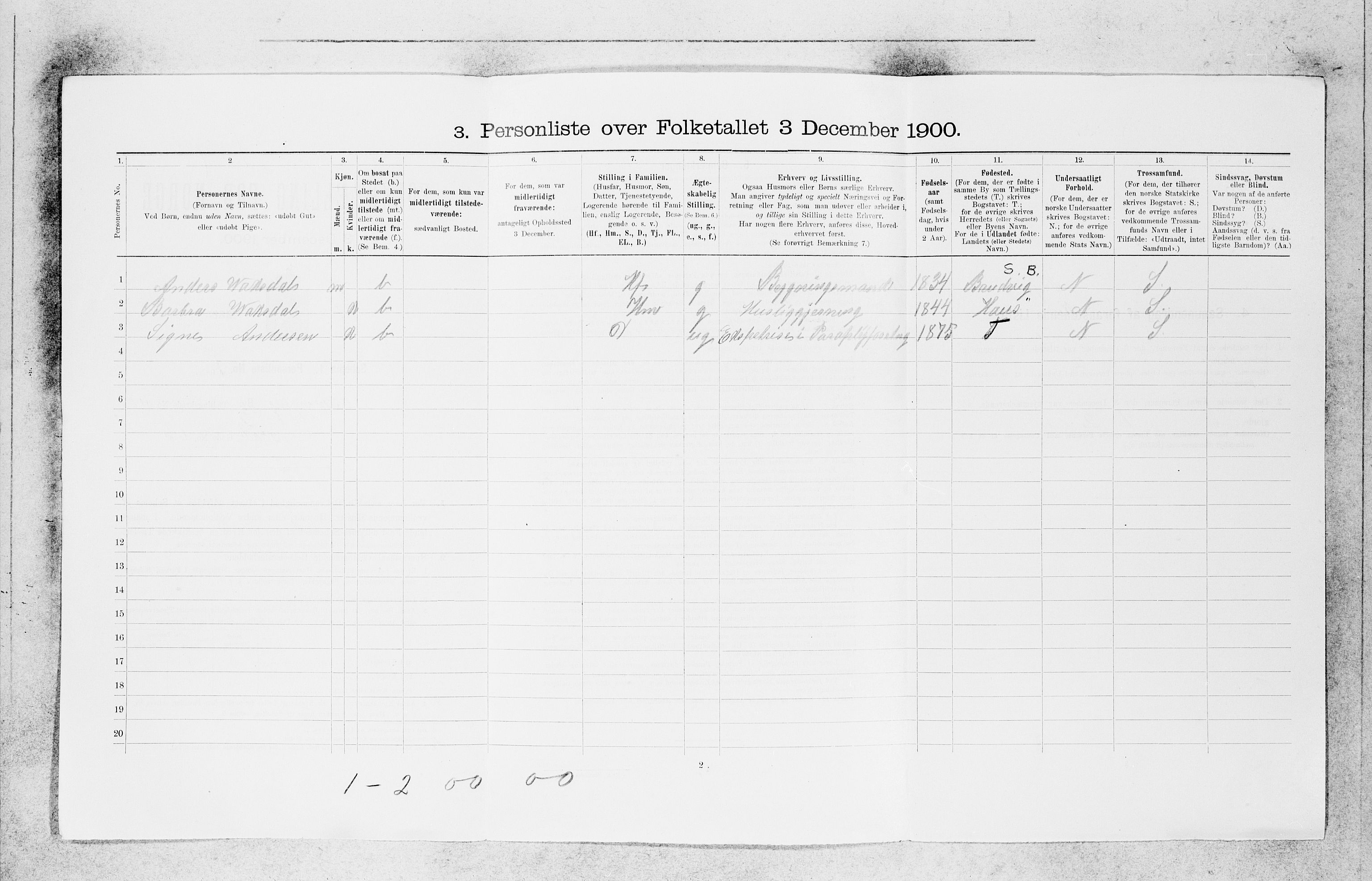 SAB, 1900 census for Bergen, 1900, p. 24754