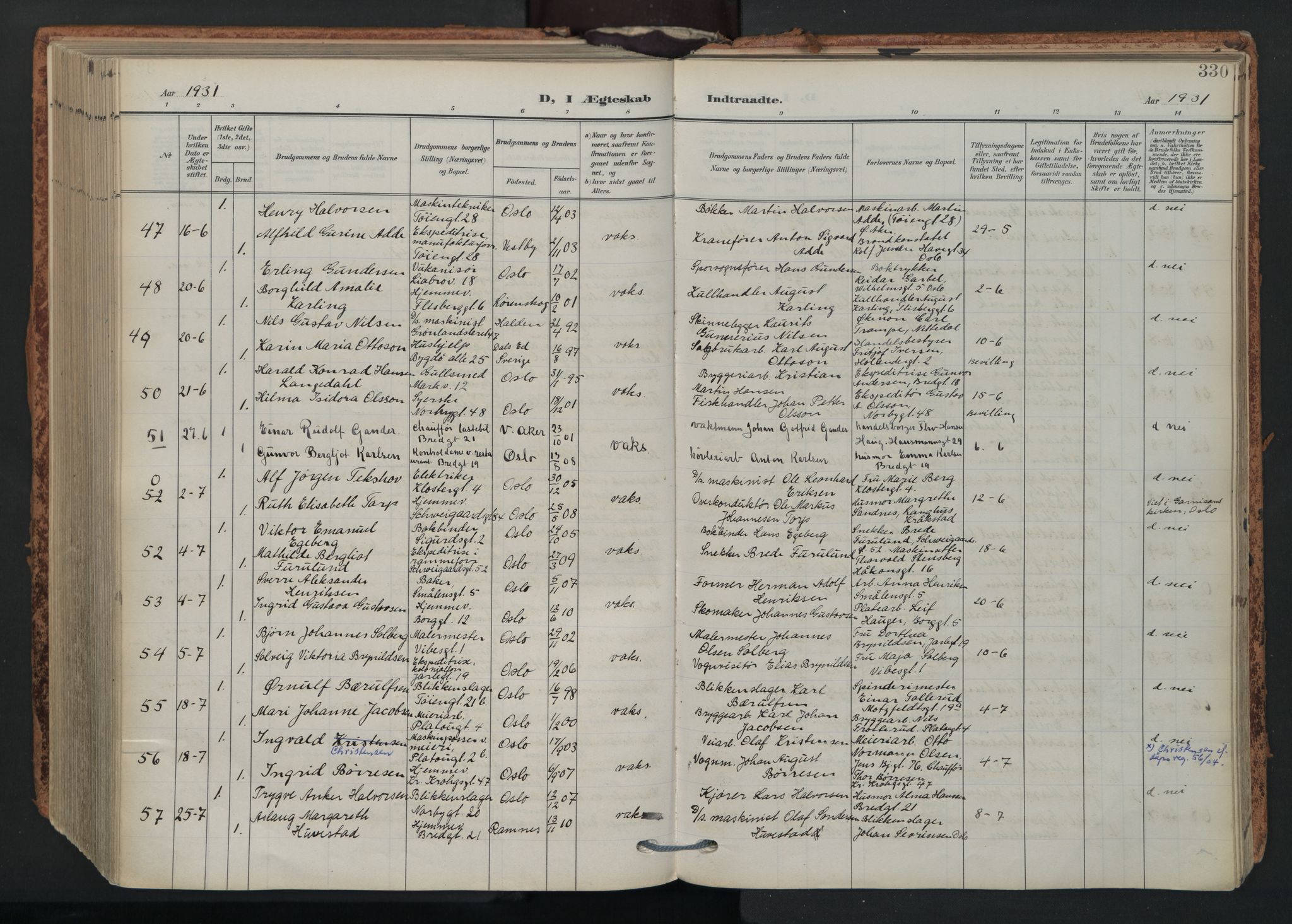 Grønland prestekontor Kirkebøker, SAO/A-10848/F/Fa/L0017: Parish register (official) no. 17, 1906-1934, p. 330