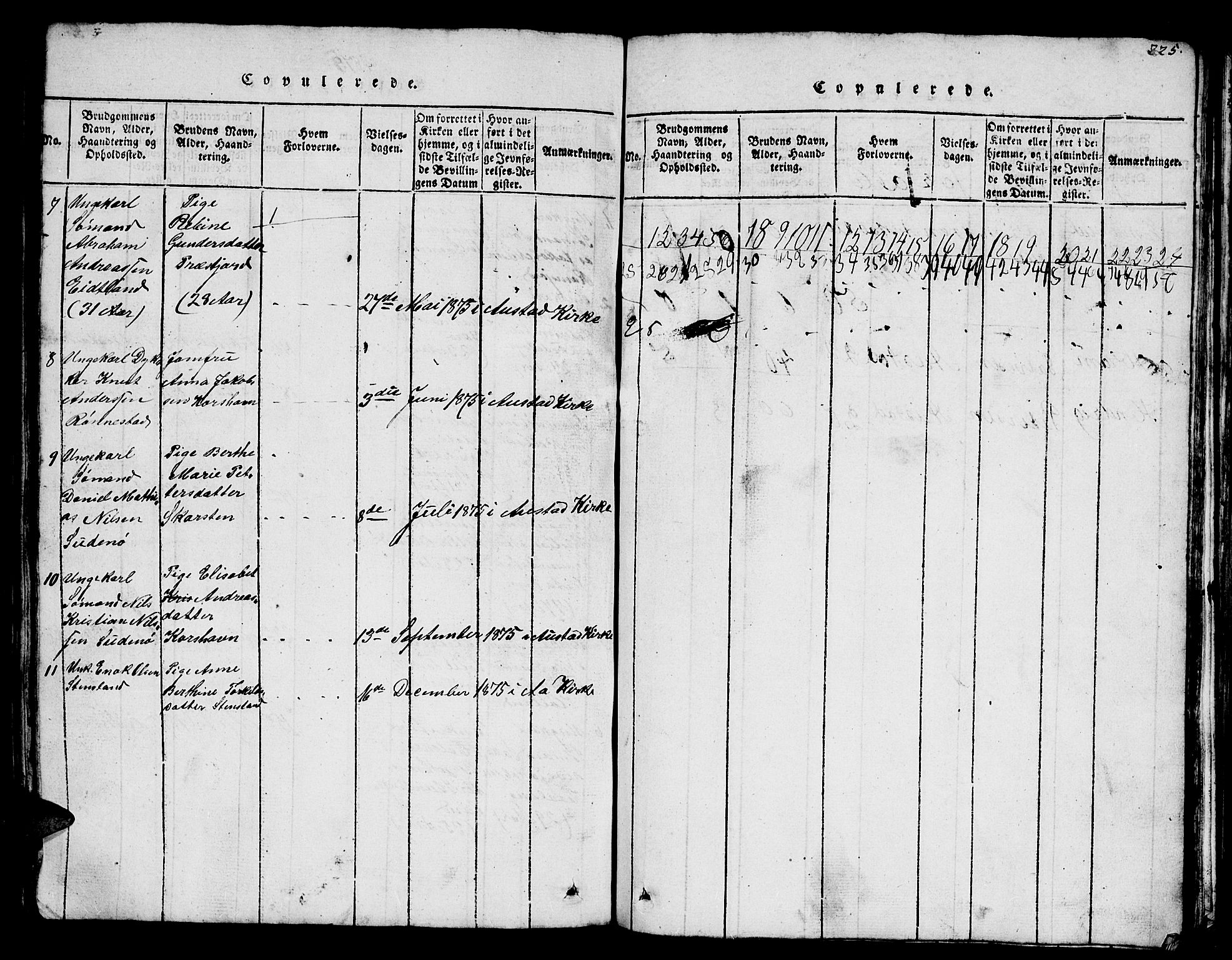 Lyngdal sokneprestkontor, AV/SAK-1111-0029/F/Fb/Fba/L0001: Parish register (copy) no. B 1, 1816-1876, p. 224