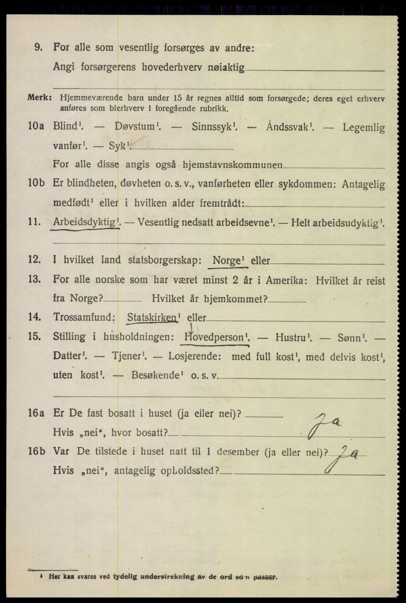 SAH, 1920 census for Tynset, 1920, p. 8609