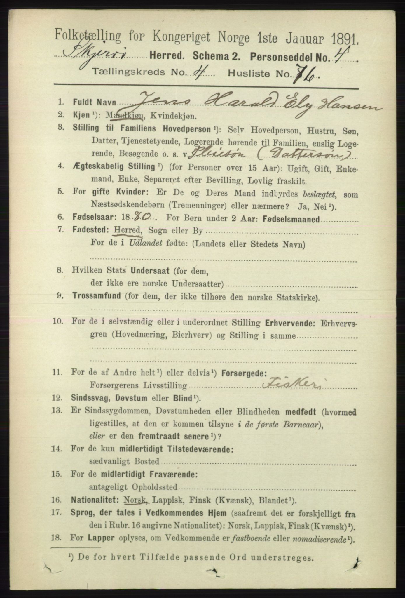 RA, 1891 census for 1941 Skjervøy, 1891, p. 2868