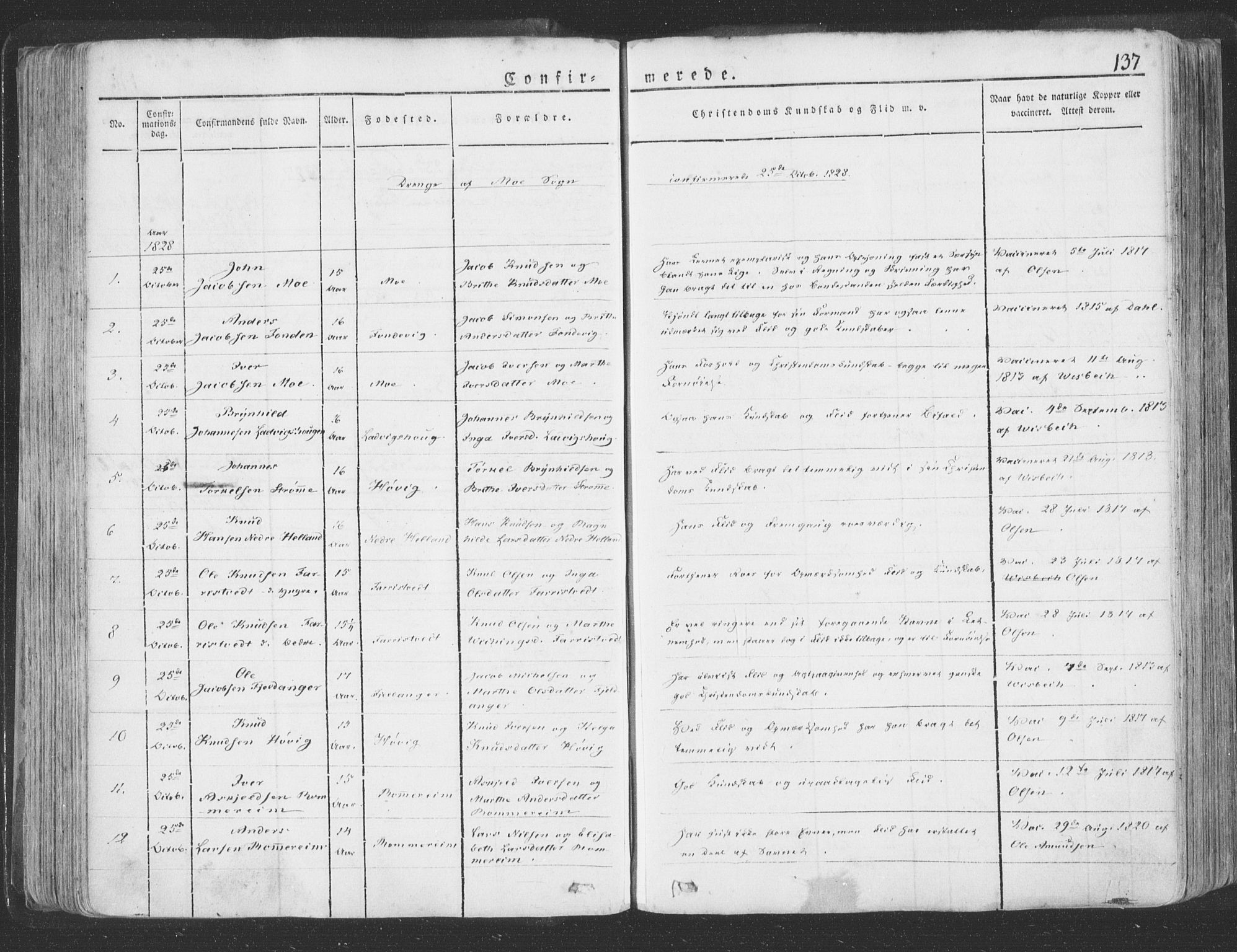 Hosanger sokneprestembete, AV/SAB-A-75801/H/Haa: Parish register (official) no. A 6, 1824-1835, p. 137