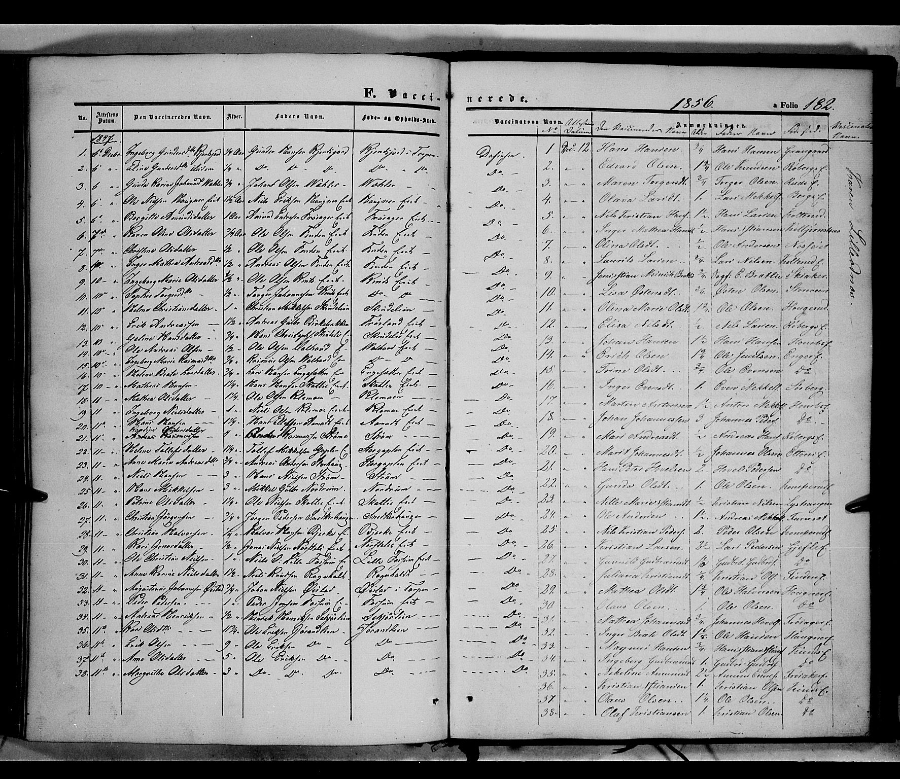 Land prestekontor, SAH/PREST-120/H/Ha/Haa/L0010: Parish register (official) no. 10, 1847-1859, p. 182