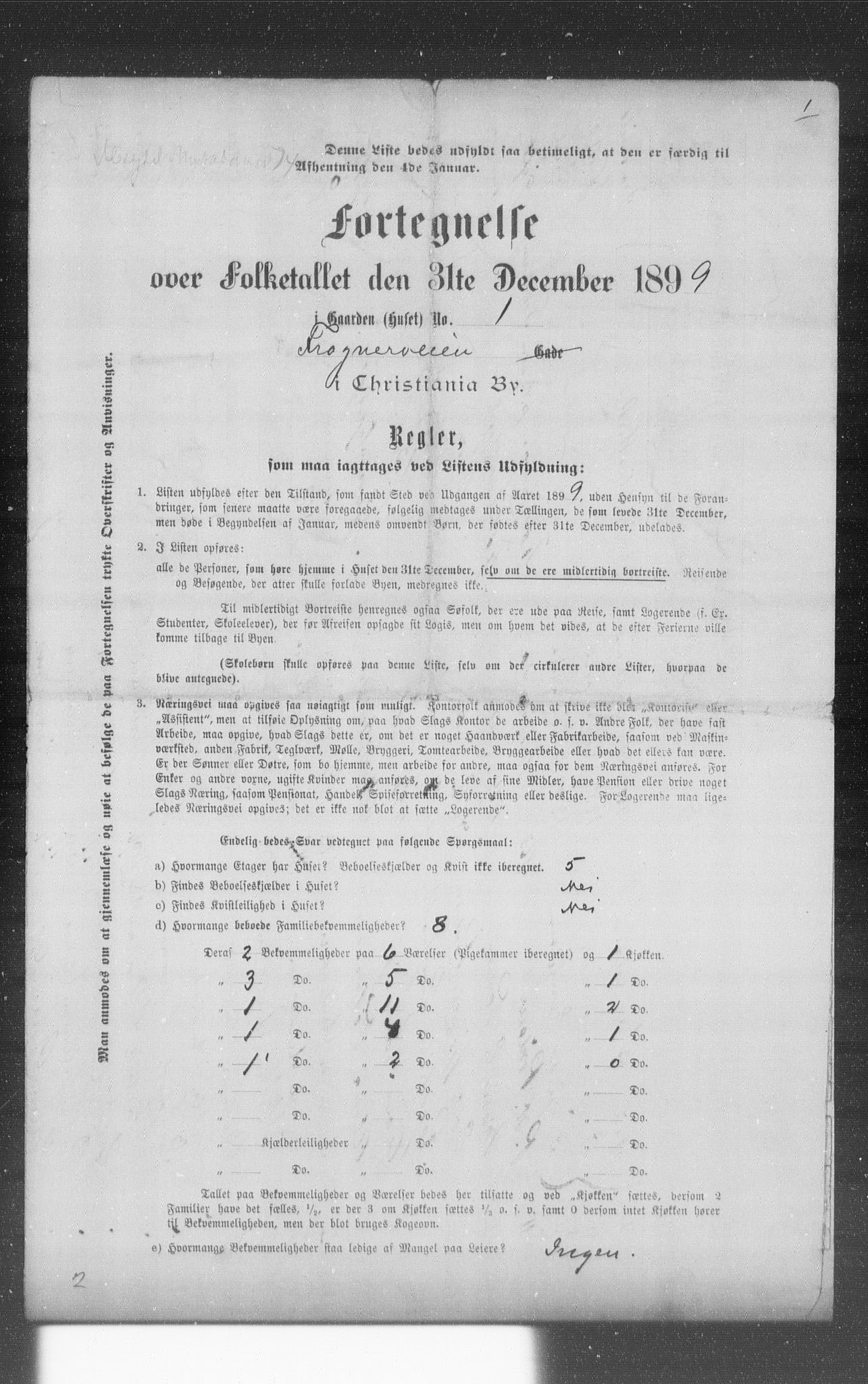 OBA, Municipal Census 1899 for Kristiania, 1899, p. 3565