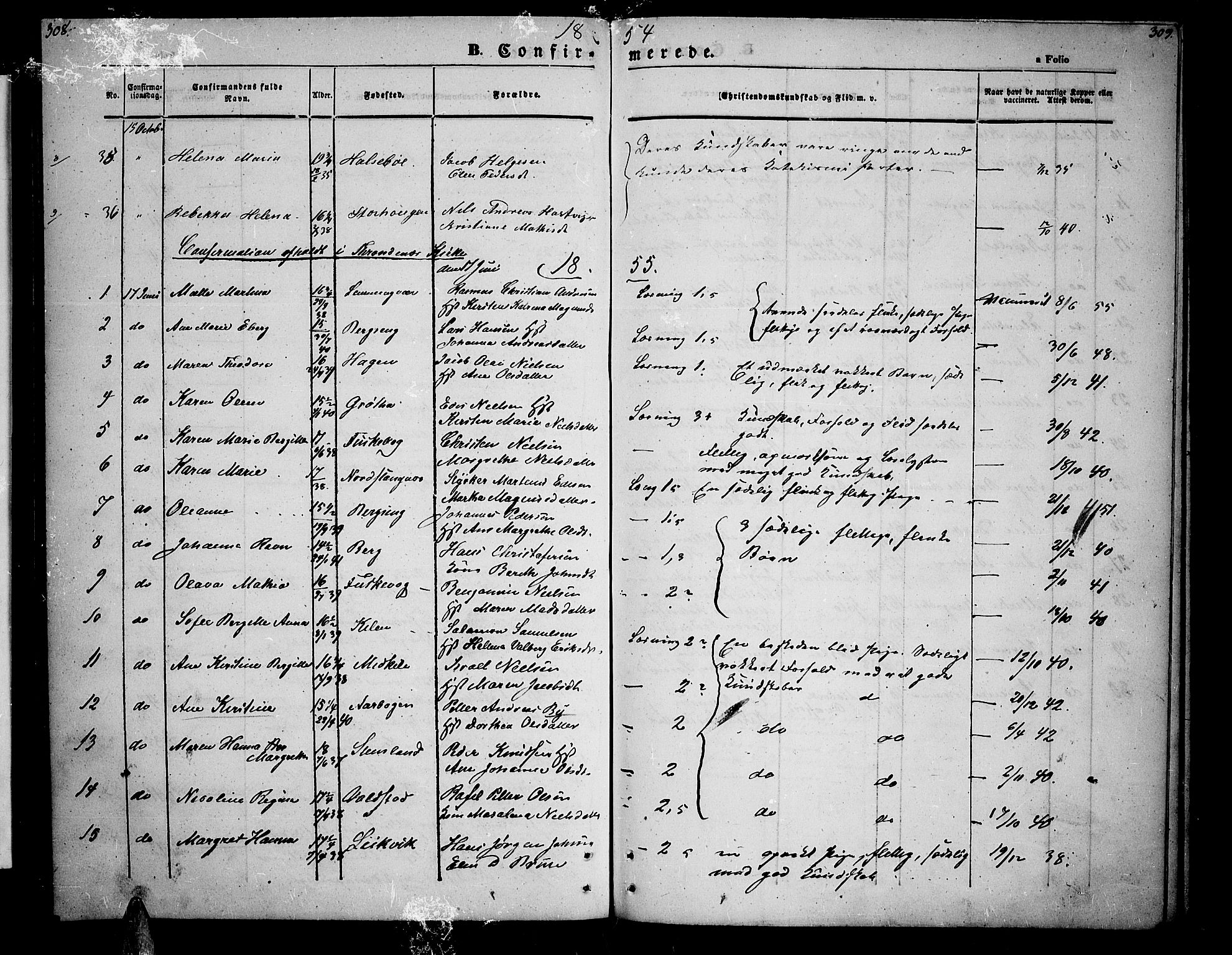 Trondenes sokneprestkontor, SATØ/S-1319/H/Hb/L0006klokker: Parish register (copy) no. 6, 1845-1855, p. 308-309