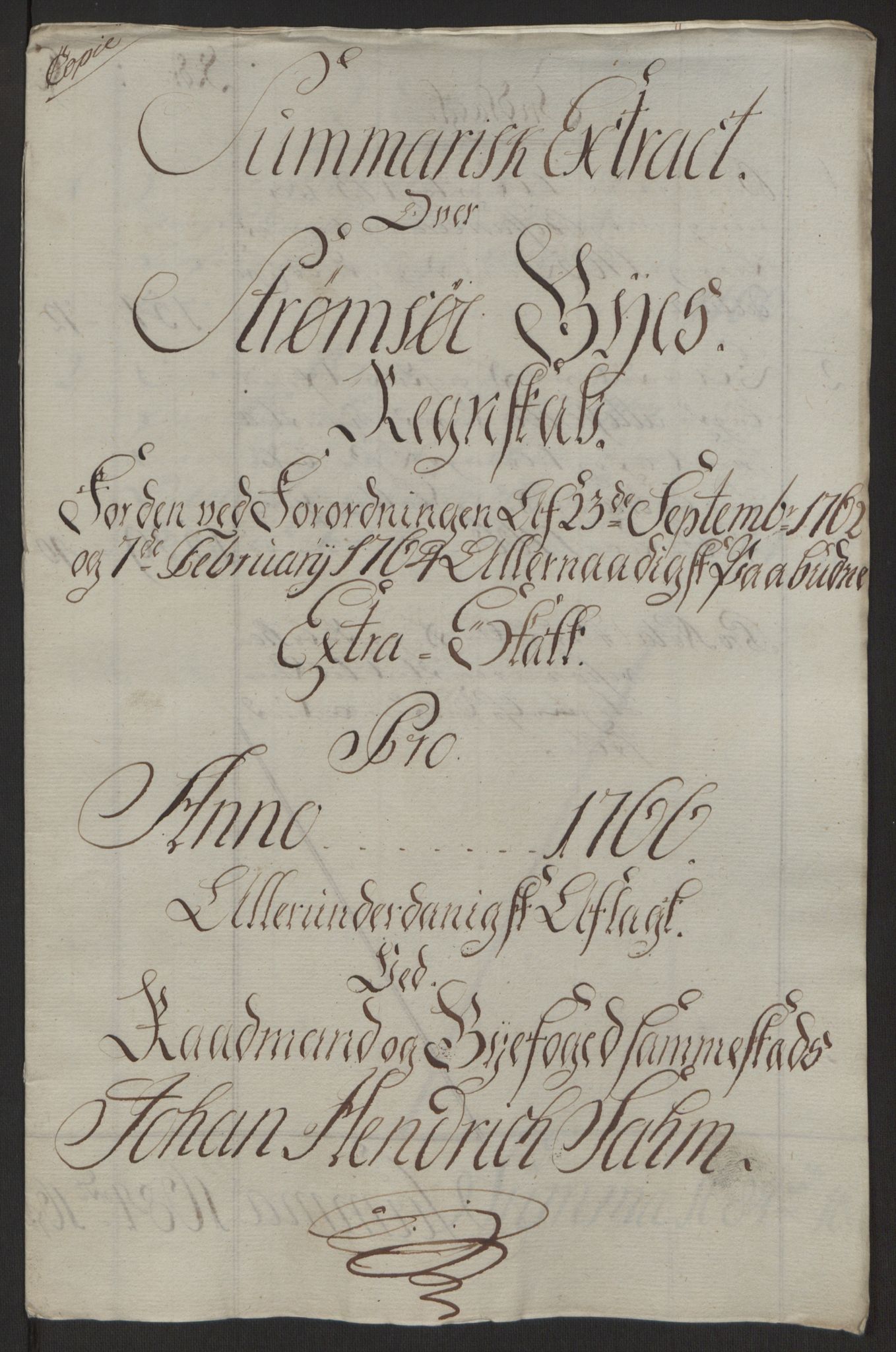 Rentekammeret inntil 1814, Reviderte regnskaper, Byregnskaper, AV/RA-EA-4066/R/Rg/L0144/0001: [G4] Kontribusjonsregnskap / Ekstraskatt, 1762-1767, p. 424