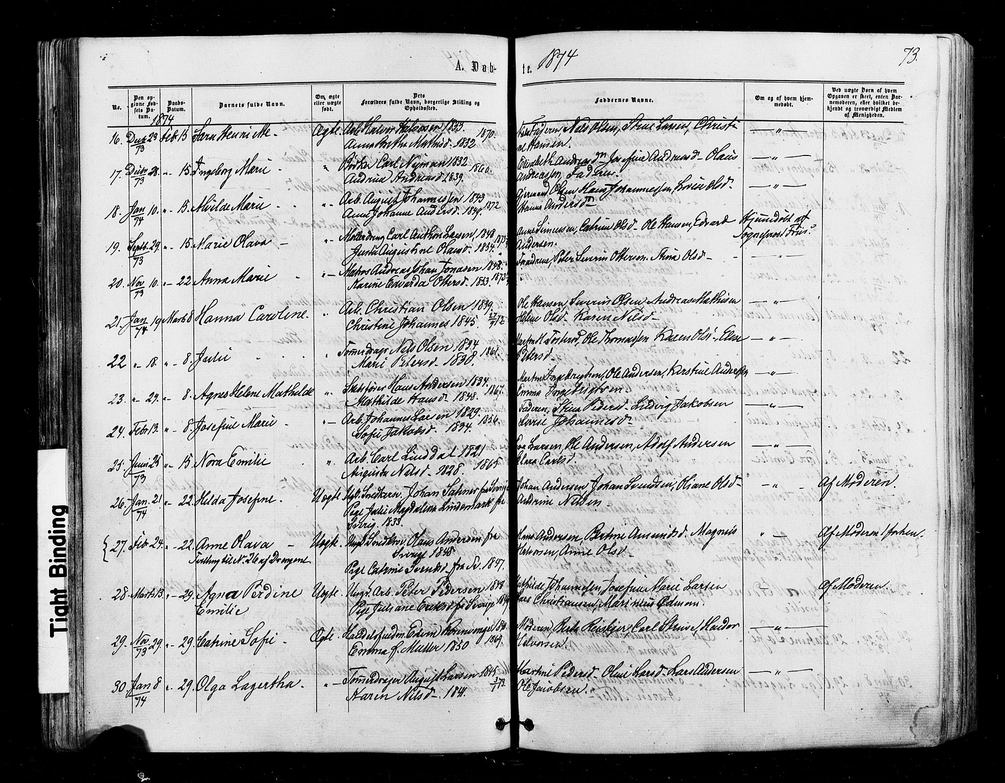 Halden prestekontor Kirkebøker, AV/SAO-A-10909/F/Fa/L0009: Parish register (official) no. I 9, 1866-1877, p. 73