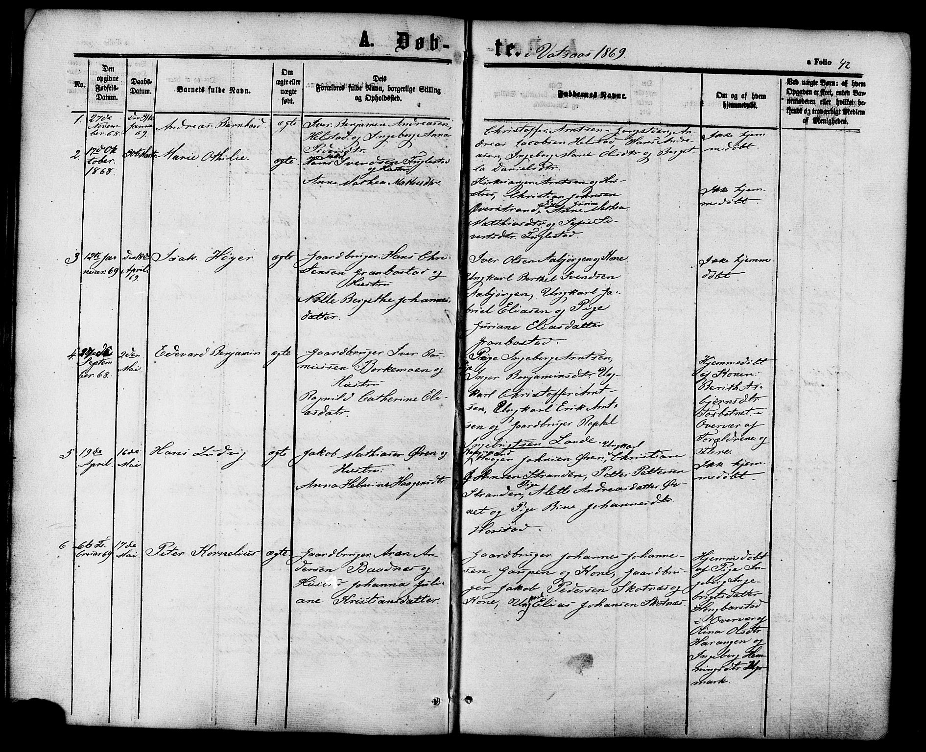 Ministerialprotokoller, klokkerbøker og fødselsregistre - Nordland, SAT/A-1459/810/L0146: Parish register (official) no. 810A08 /1, 1862-1874, p. 42