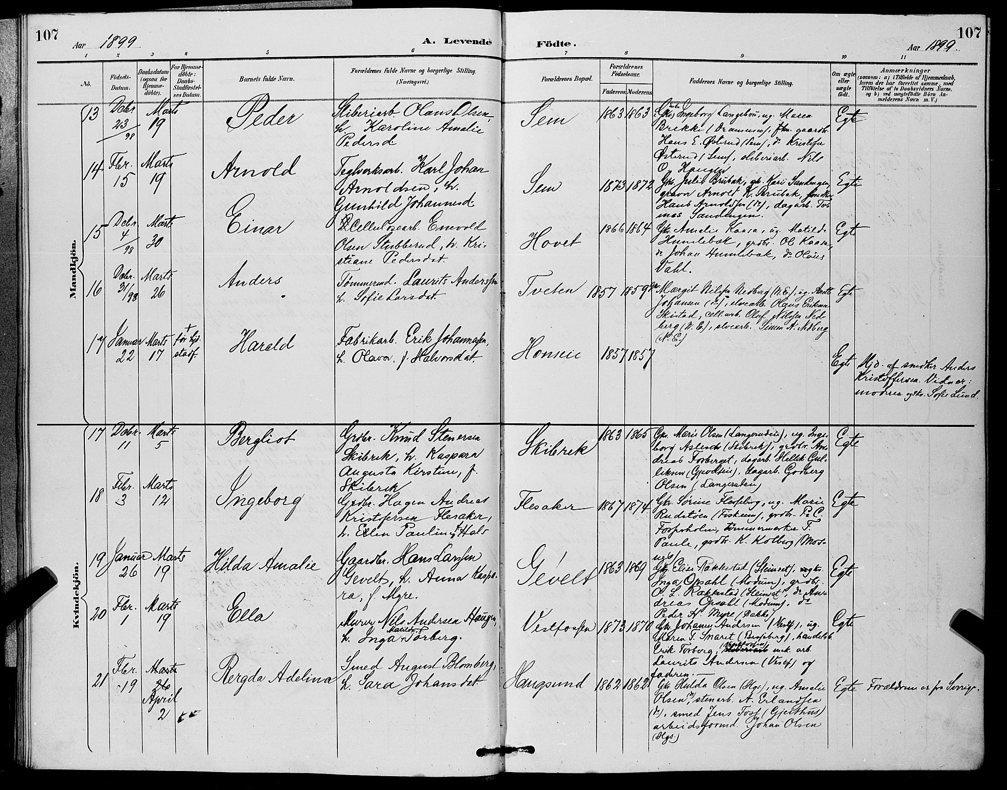 Eiker kirkebøker, AV/SAKO-A-4/G/Ga/L0007: Parish register (copy) no. I 7, 1893-1902, p. 107