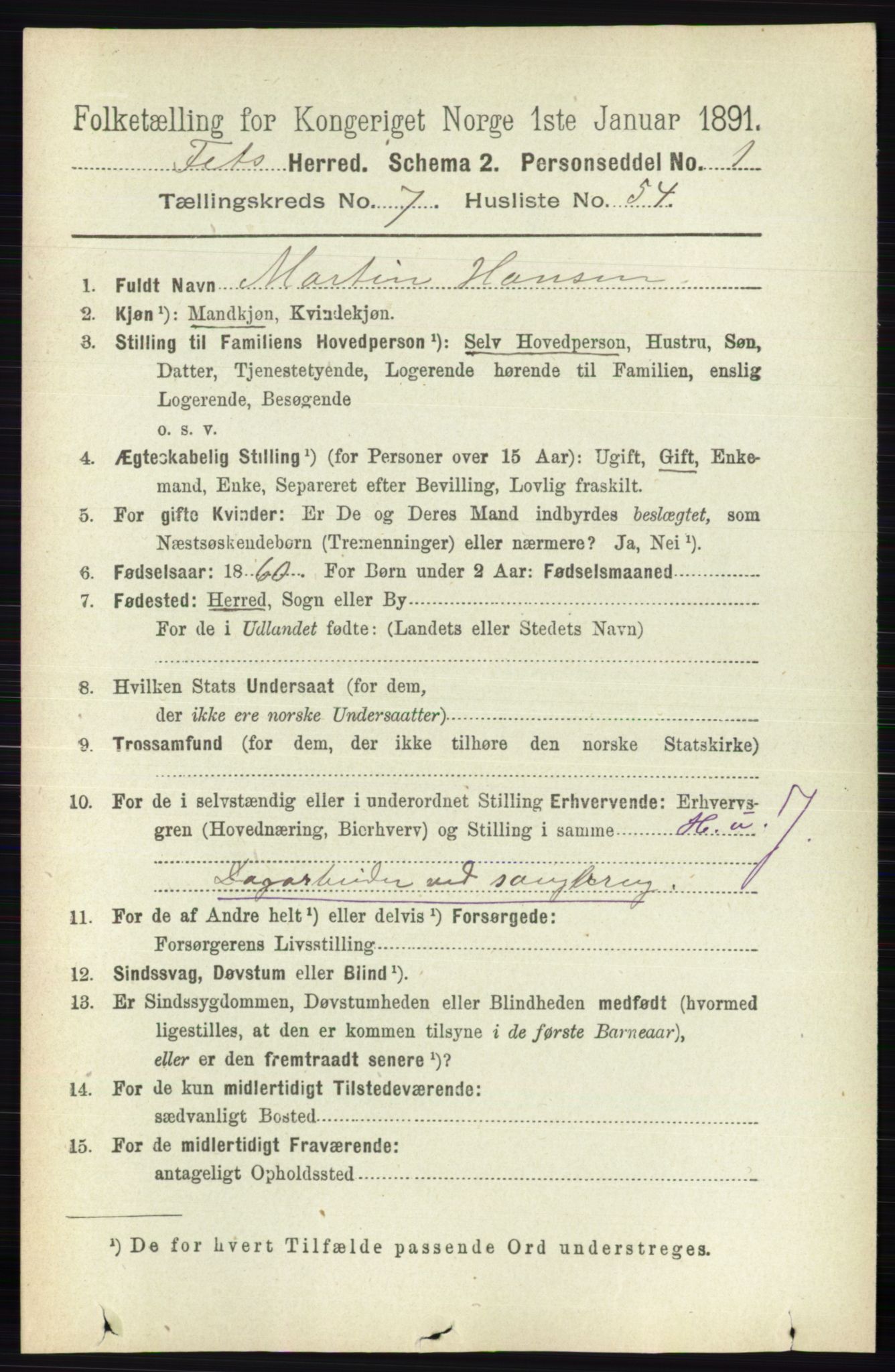 RA, 1891 census for 0227 Fet, 1891, p. 2755