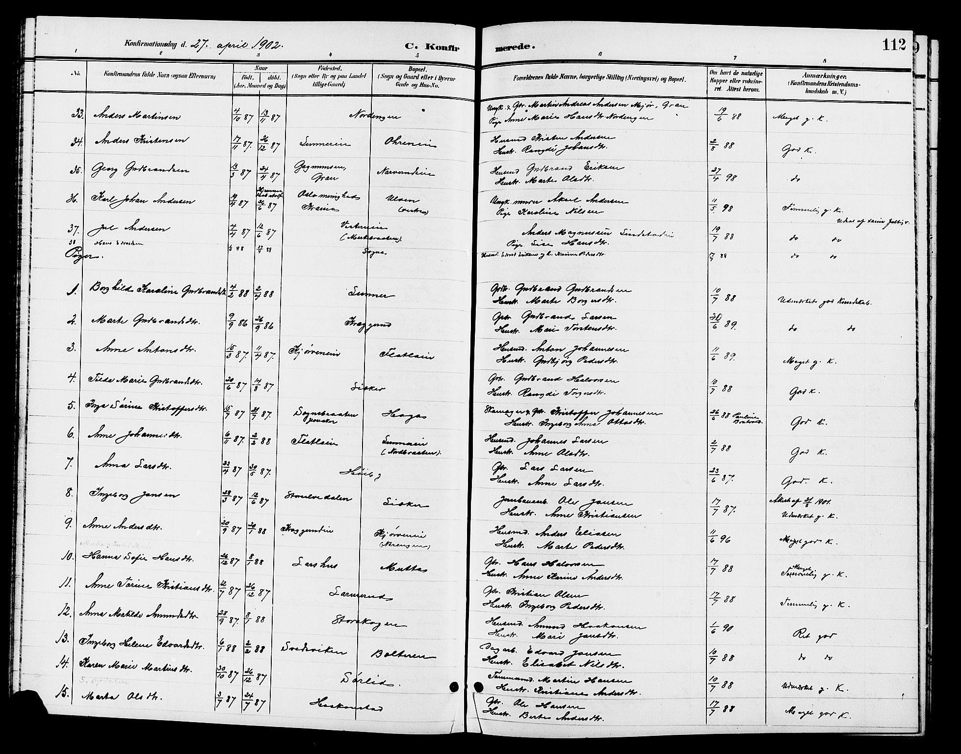 Jevnaker prestekontor, AV/SAH-PREST-116/H/Ha/Hab/L0003: Parish register (copy) no. 3, 1896-1909, p. 112