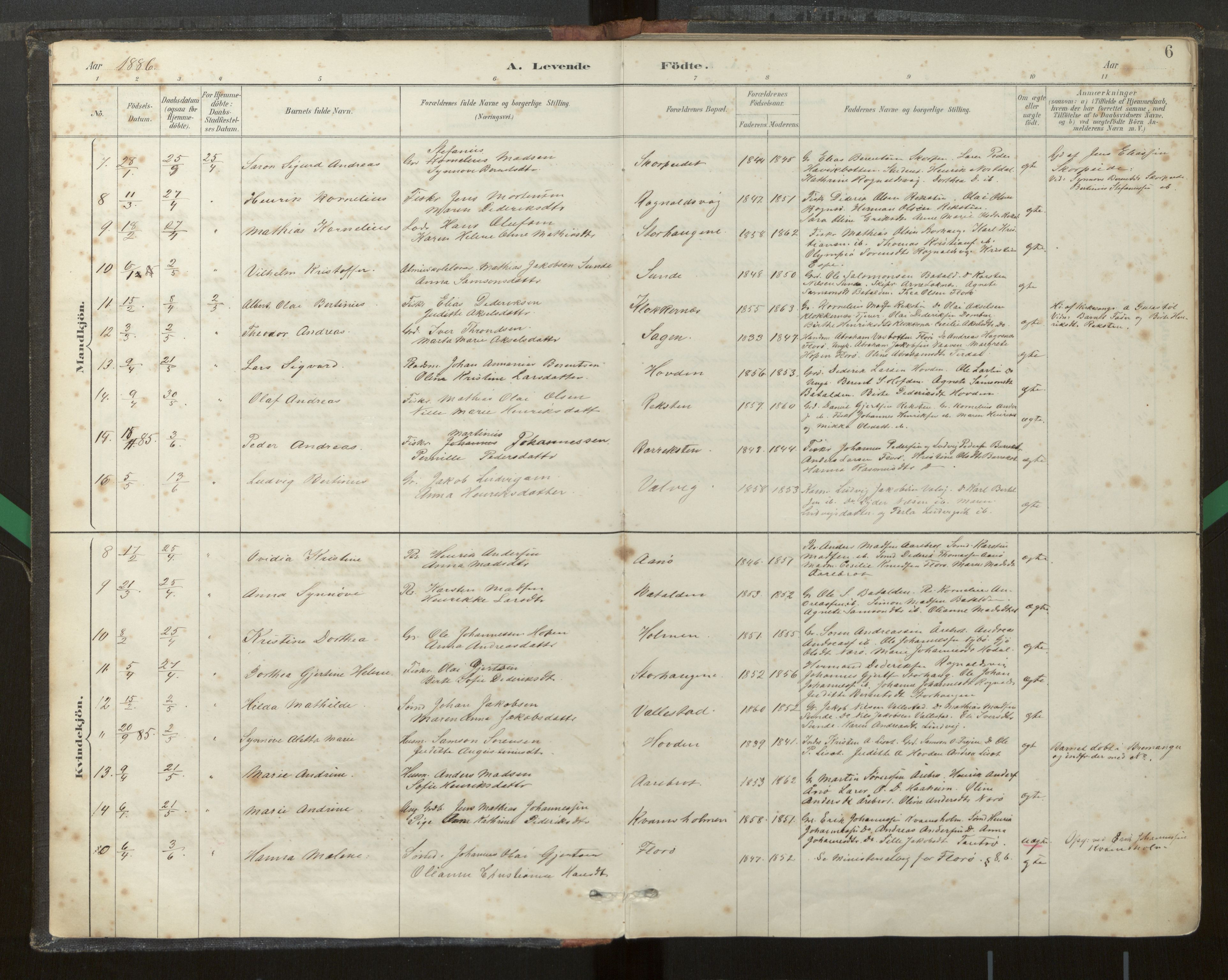 Kinn sokneprestembete, AV/SAB-A-80801/H/Haa/Haab/L0001: Parish register (official) no. B 1, 1886-1921, p. 6