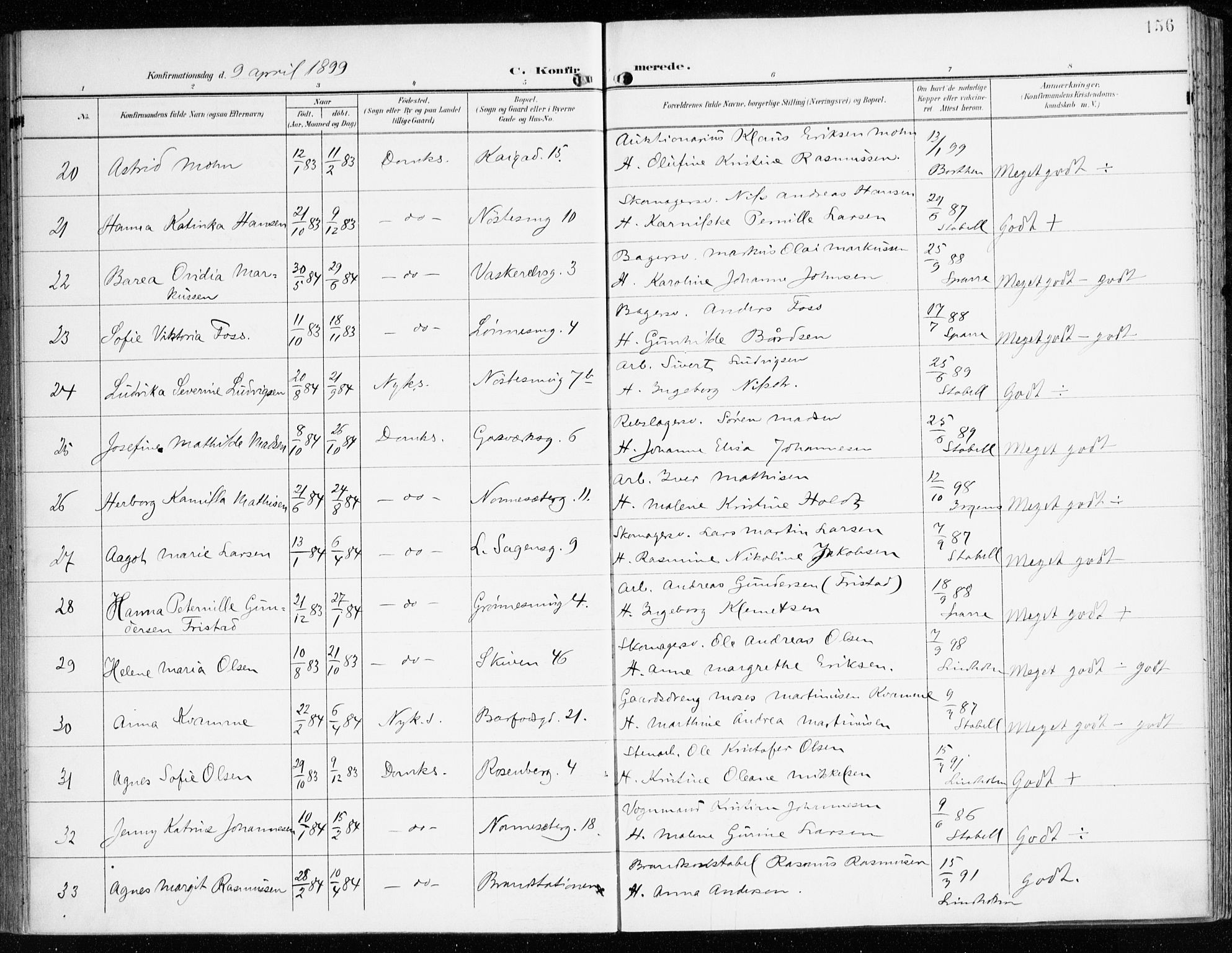 Domkirken sokneprestembete, AV/SAB-A-74801/H/Haa/L0031: Parish register (official) no. C 6, 1898-1915, p. 156