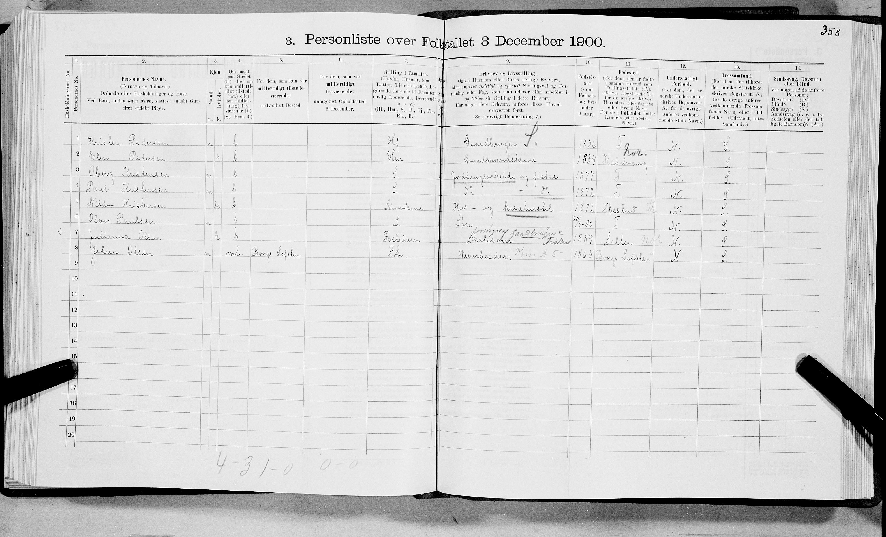 SAT, 1900 census for Bø, 1900, p. 769