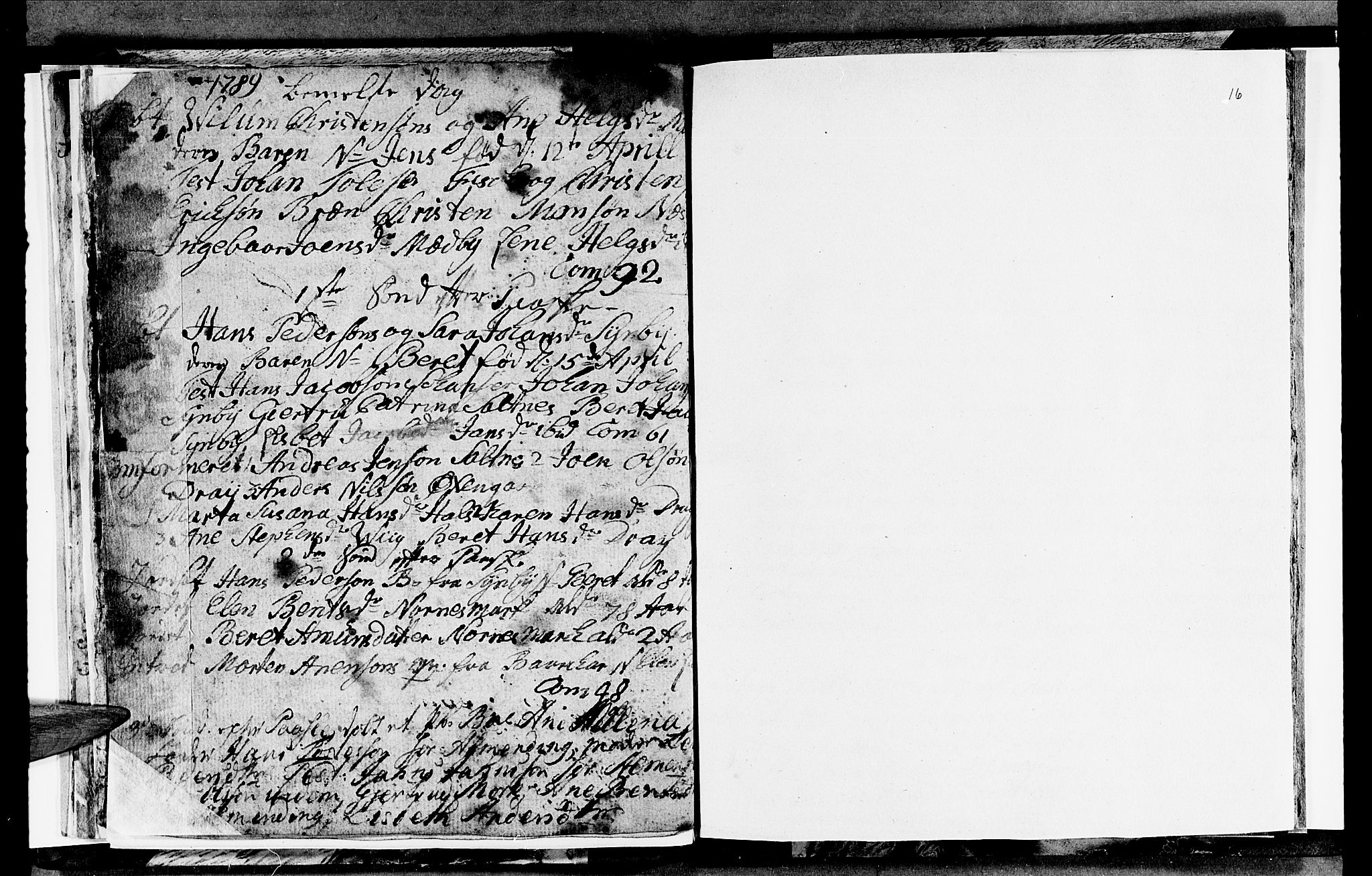 Ministerialprotokoller, klokkerbøker og fødselsregistre - Nordland, AV/SAT-A-1459/847/L0673: Parish register (copy) no. 847C01, 1786-1791, p. 16