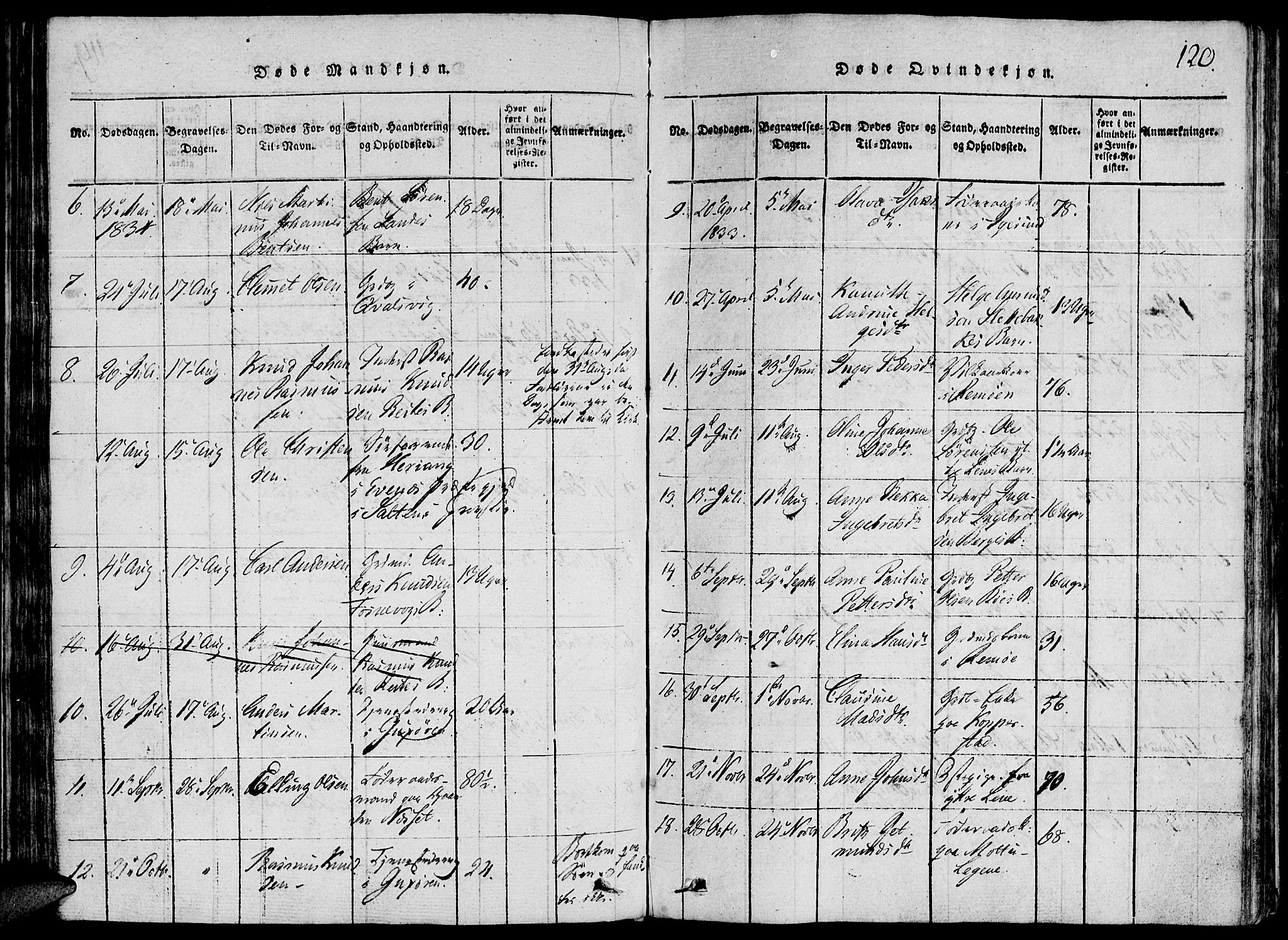 Ministerialprotokoller, klokkerbøker og fødselsregistre - Møre og Romsdal, AV/SAT-A-1454/507/L0069: Parish register (official) no. 507A04, 1816-1841, p. 120