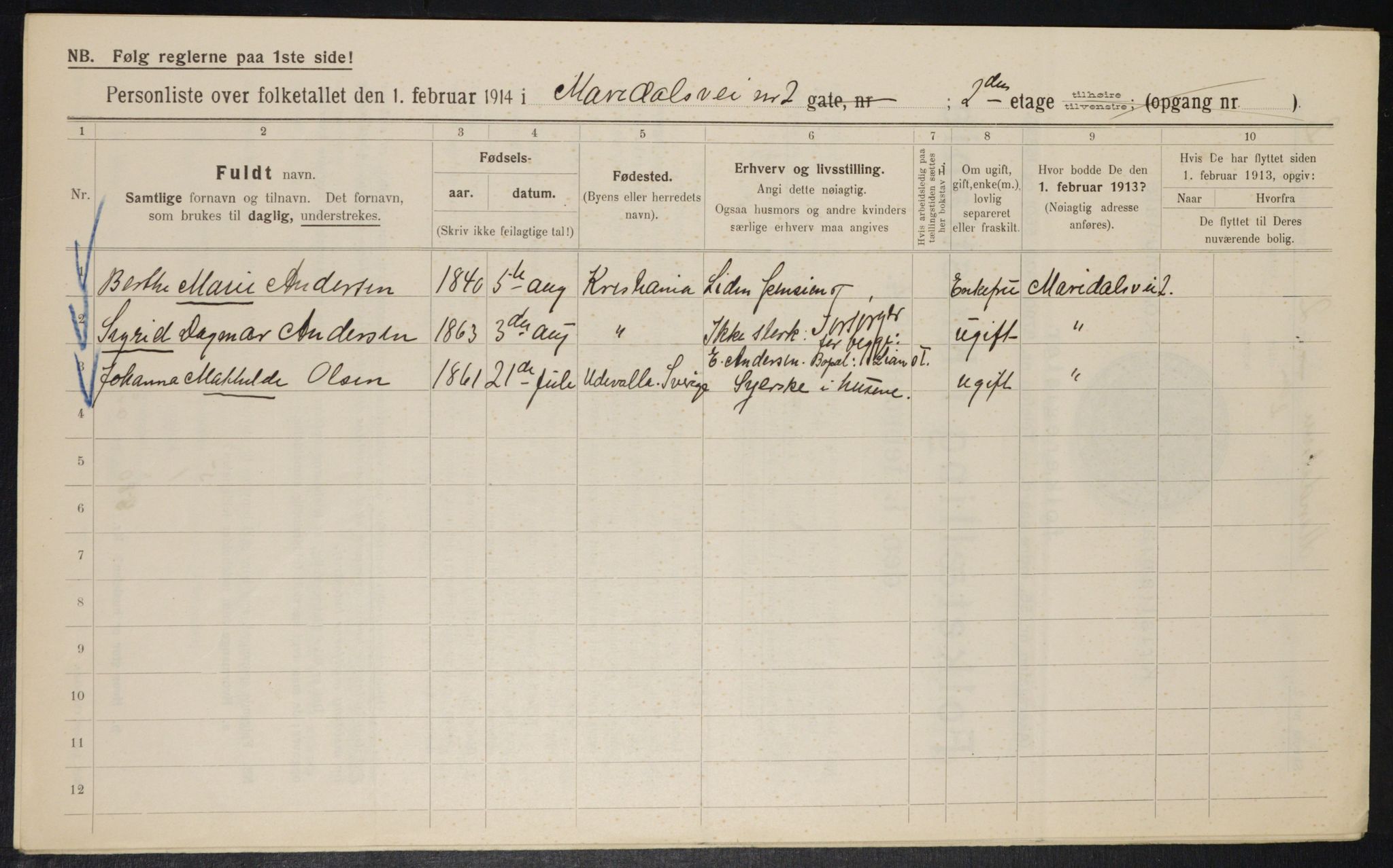 OBA, Municipal Census 1914 for Kristiania, 1914, p. 60534