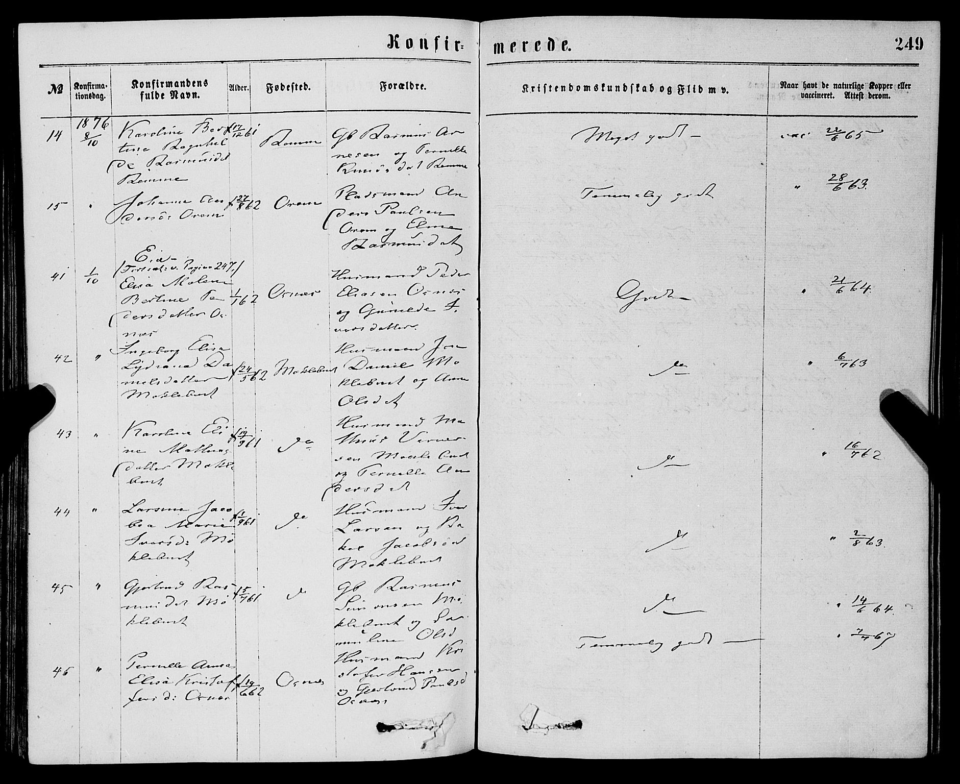 Eid sokneprestembete, AV/SAB-A-82301/H/Haa/Haaa/L0010: Parish register (official) no. A 10, 1867-1878, p. 249