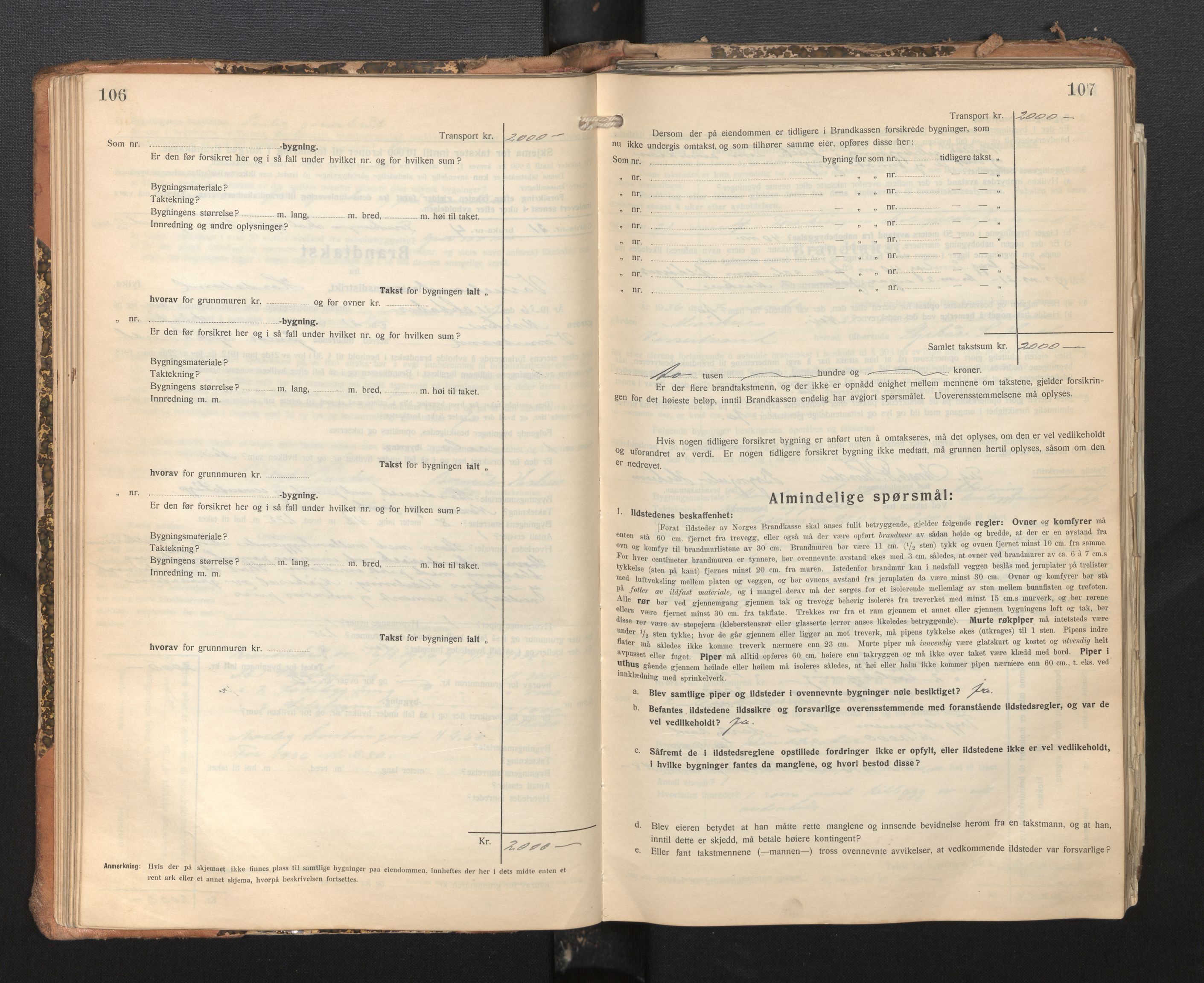 Lensmannen i Vossestrand, AV/SAB-A-35901/0012/L0002: Branntakstprotokoll, skjematakst, 1929-1955, p. 106-107