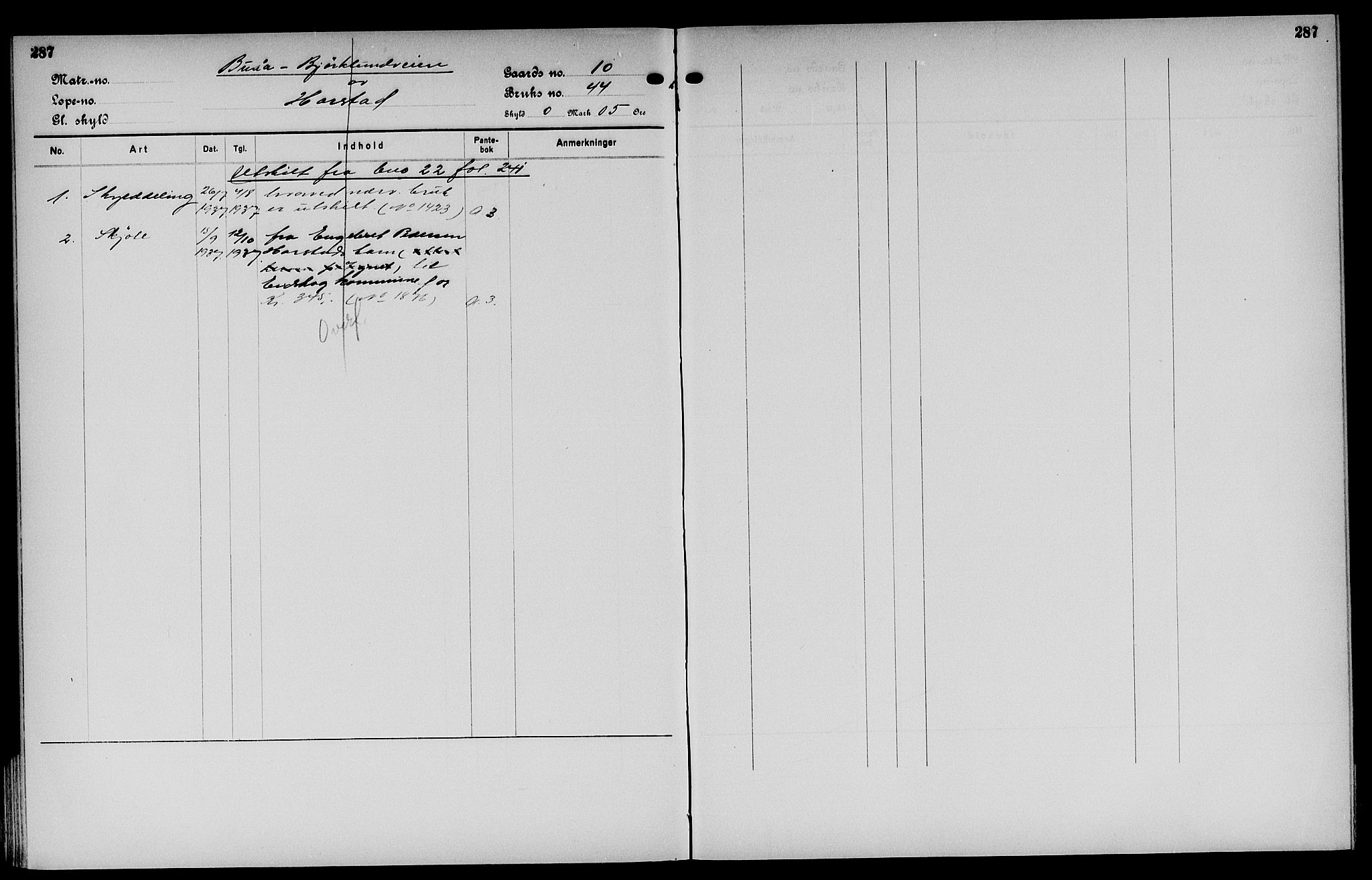 Vinger og Odal sorenskriveri, AV/SAH-TING-022/H/Ha/Hac/Hacd/L0002: Mortgage register no. 3.2, 1932, p. 287