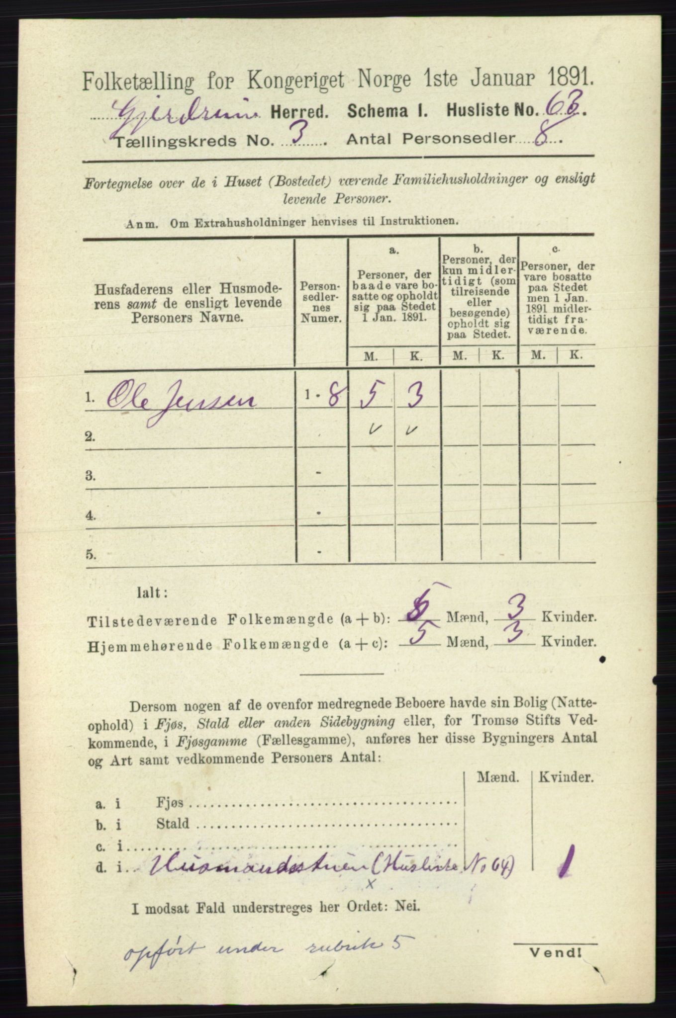 RA, 1891 census for 0234 Gjerdrum, 1891, p. 1223