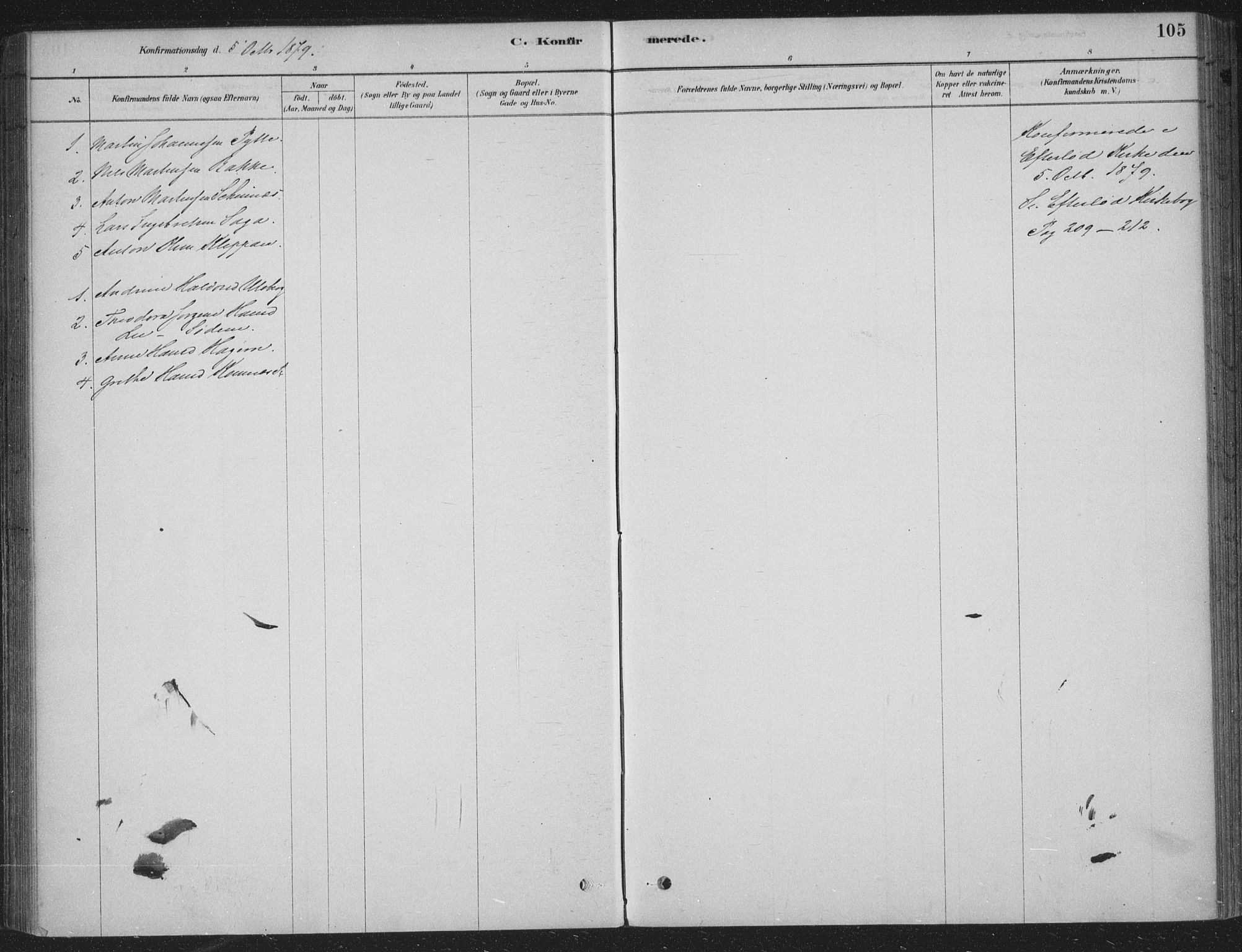 Sandsvær kirkebøker, SAKO/A-244/F/Fe/L0001: Parish register (official) no. V 1, 1878-1936, p. 105
