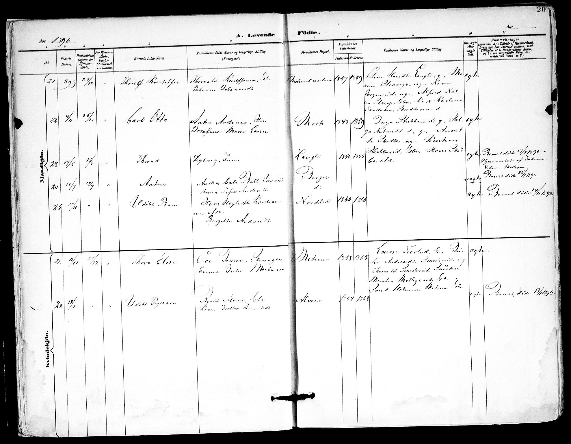 Kråkstad prestekontor Kirkebøker, AV/SAO-A-10125a/F/Fa/L0010: Parish register (official) no. I 10, 1893-1931, p. 20