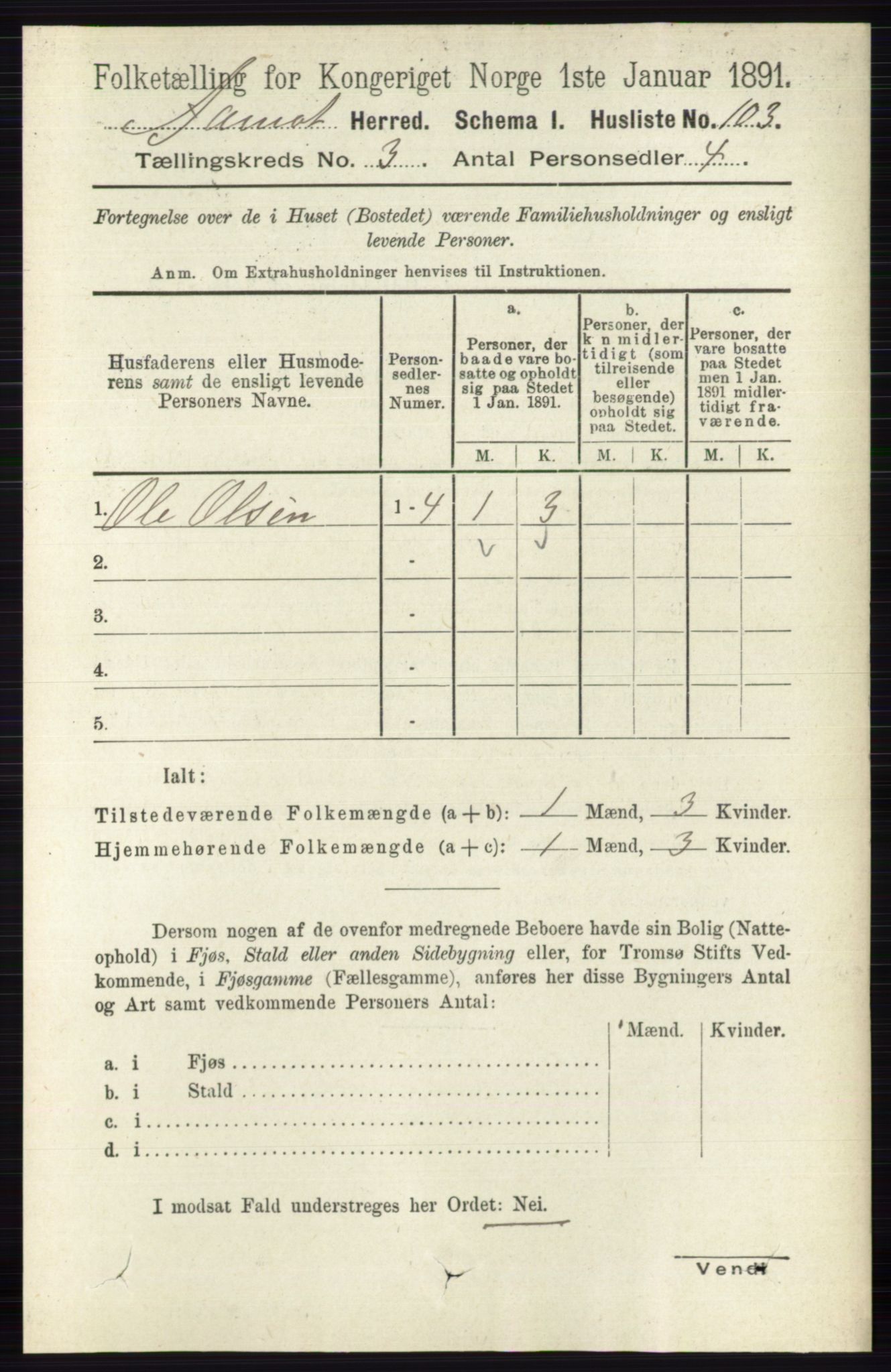 RA, 1891 census for 0429 Åmot, 1891, p. 1488