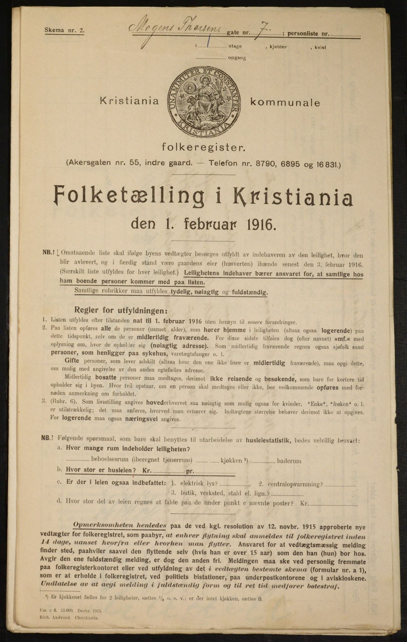 OBA, Municipal Census 1916 for Kristiania, 1916, p. 67244