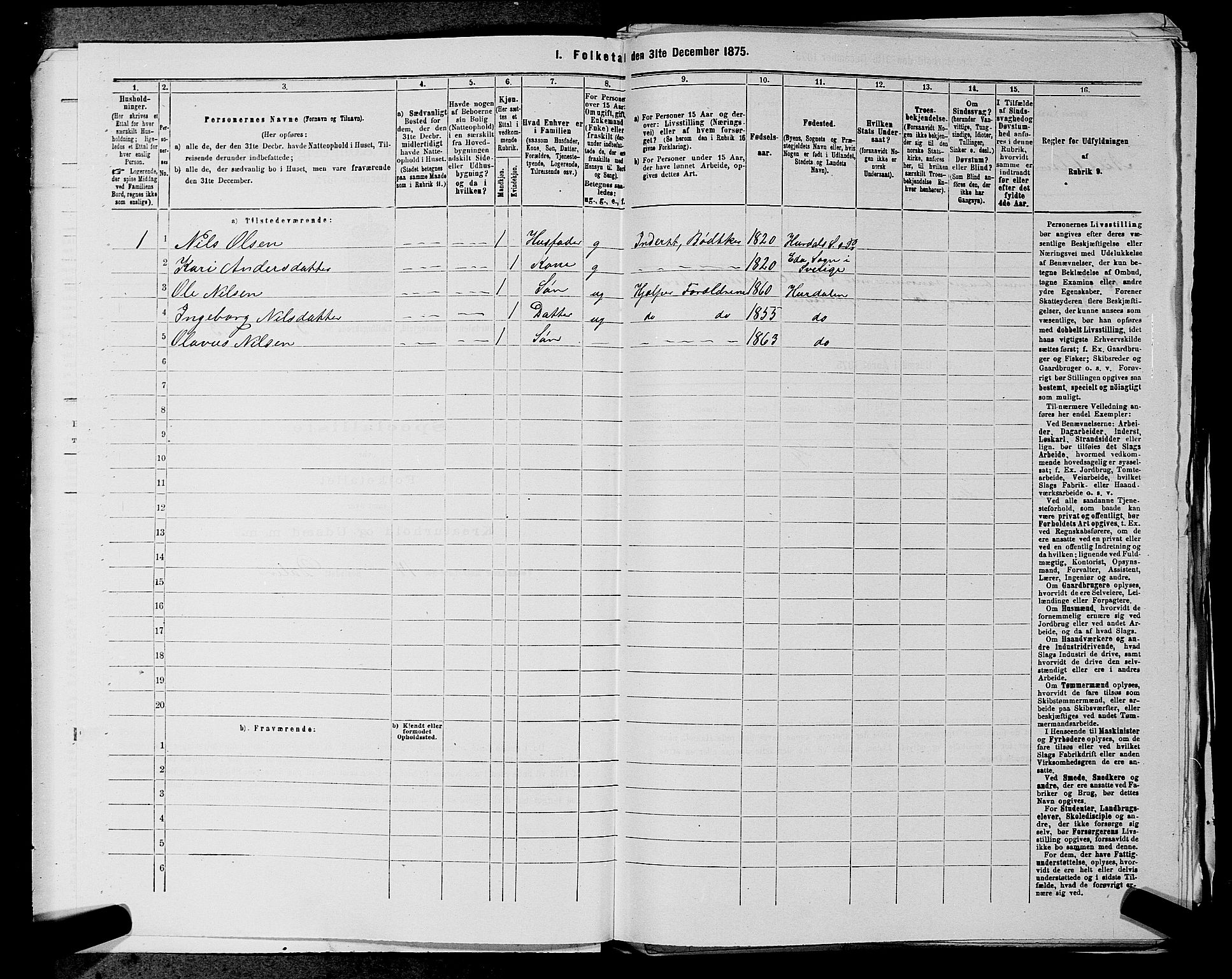 RA, 1875 census for 0239P Hurdal, 1875, p. 467