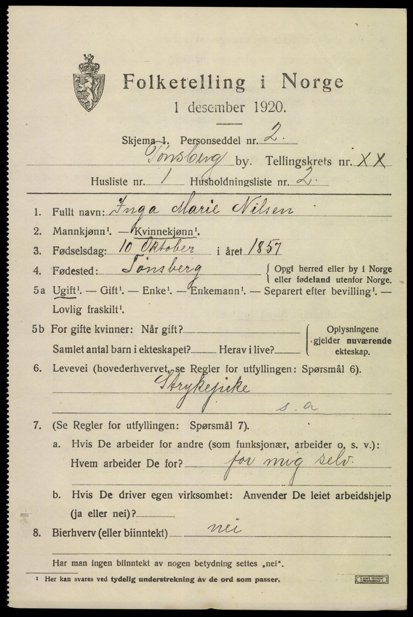 SAKO, 1920 census for Tønsberg, 1920, p. 28791