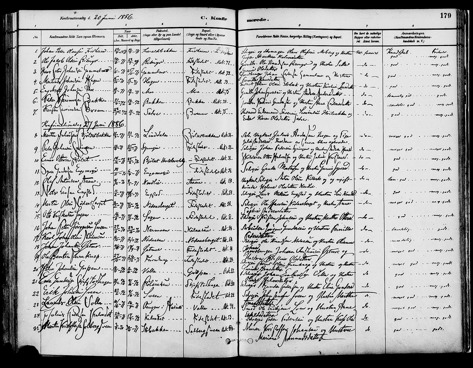 Elverum prestekontor, AV/SAH-PREST-044/H/Ha/Haa/L0013: Parish register (official) no. 13, 1880-1890, p. 179