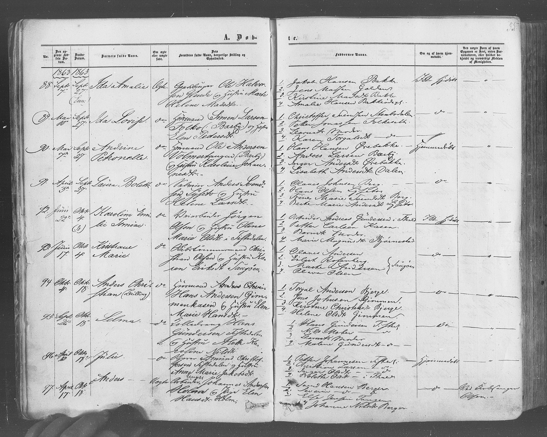 Idd prestekontor Kirkebøker, AV/SAO-A-10911/F/Fc/L0005: Parish register (official) no. III 5, 1861-1877, p. 35