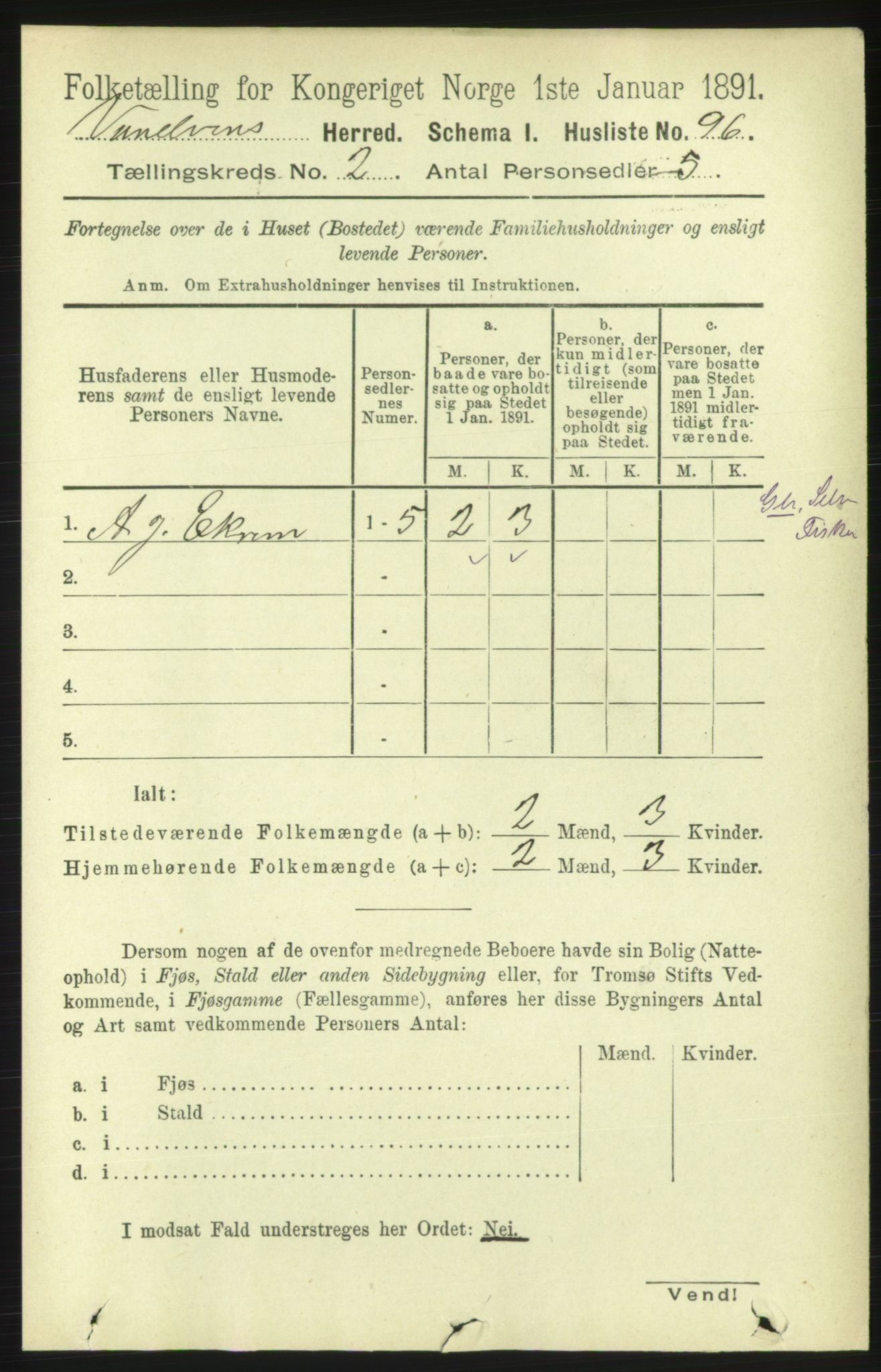 RA, 1891 census for 1511 Vanylven, 1891, p. 694