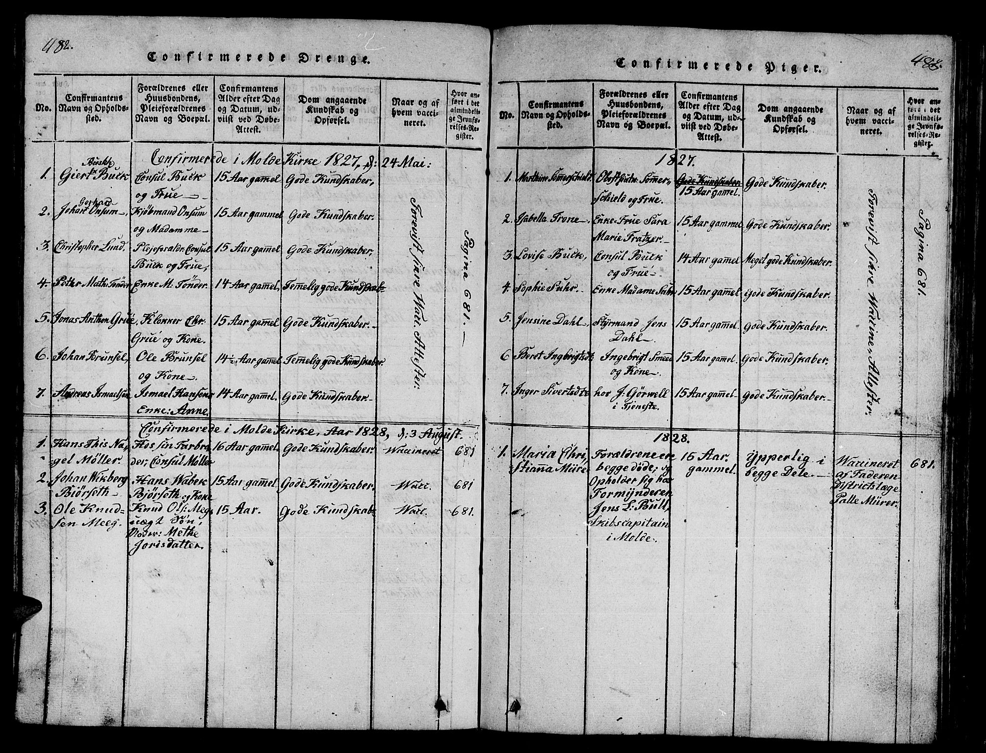 Ministerialprotokoller, klokkerbøker og fødselsregistre - Møre og Romsdal, SAT/A-1454/558/L0700: Parish register (copy) no. 558C01, 1818-1868, p. 482-483