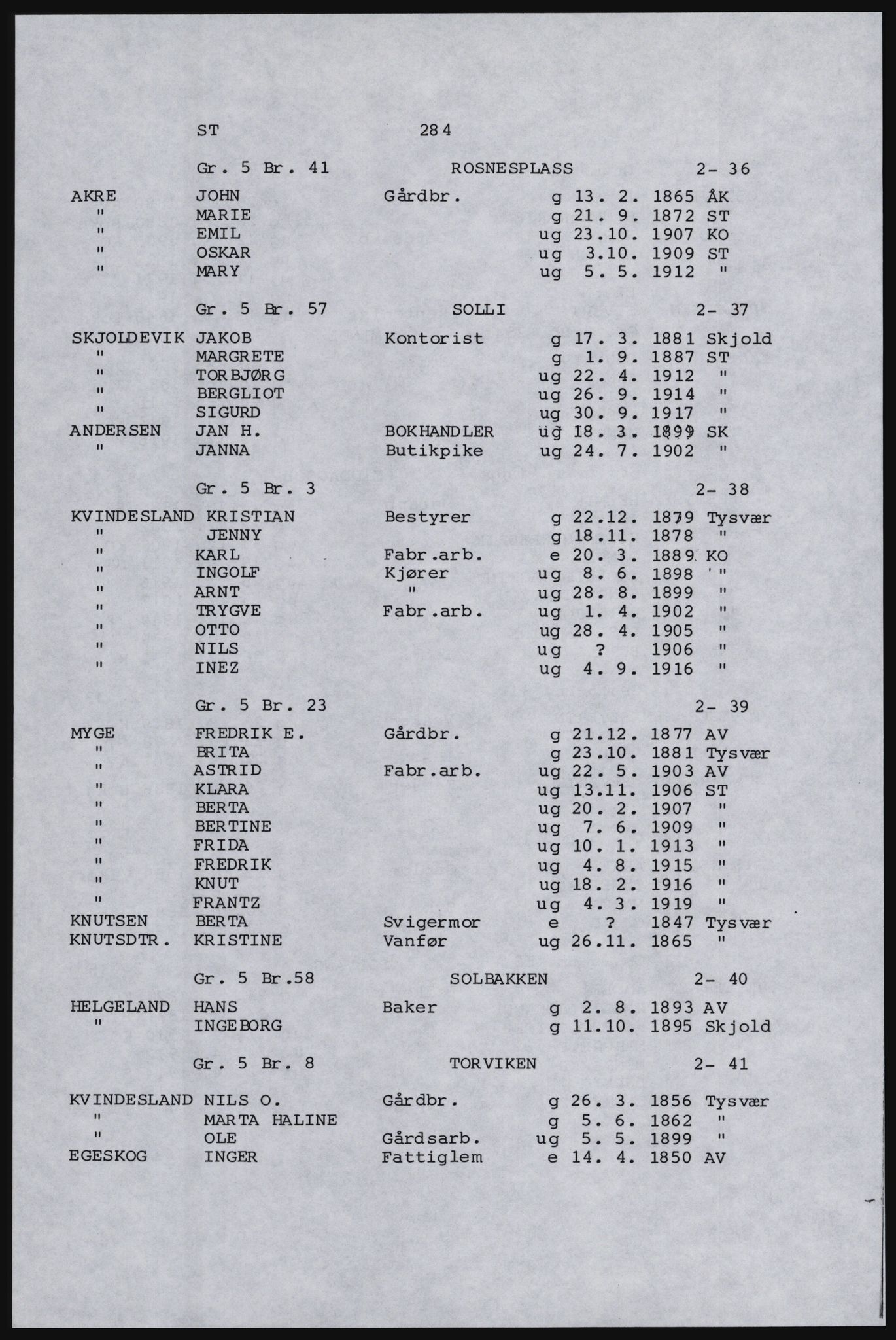 SAST, Copy of 1920 census for Karmøy, 1920, p. 304
